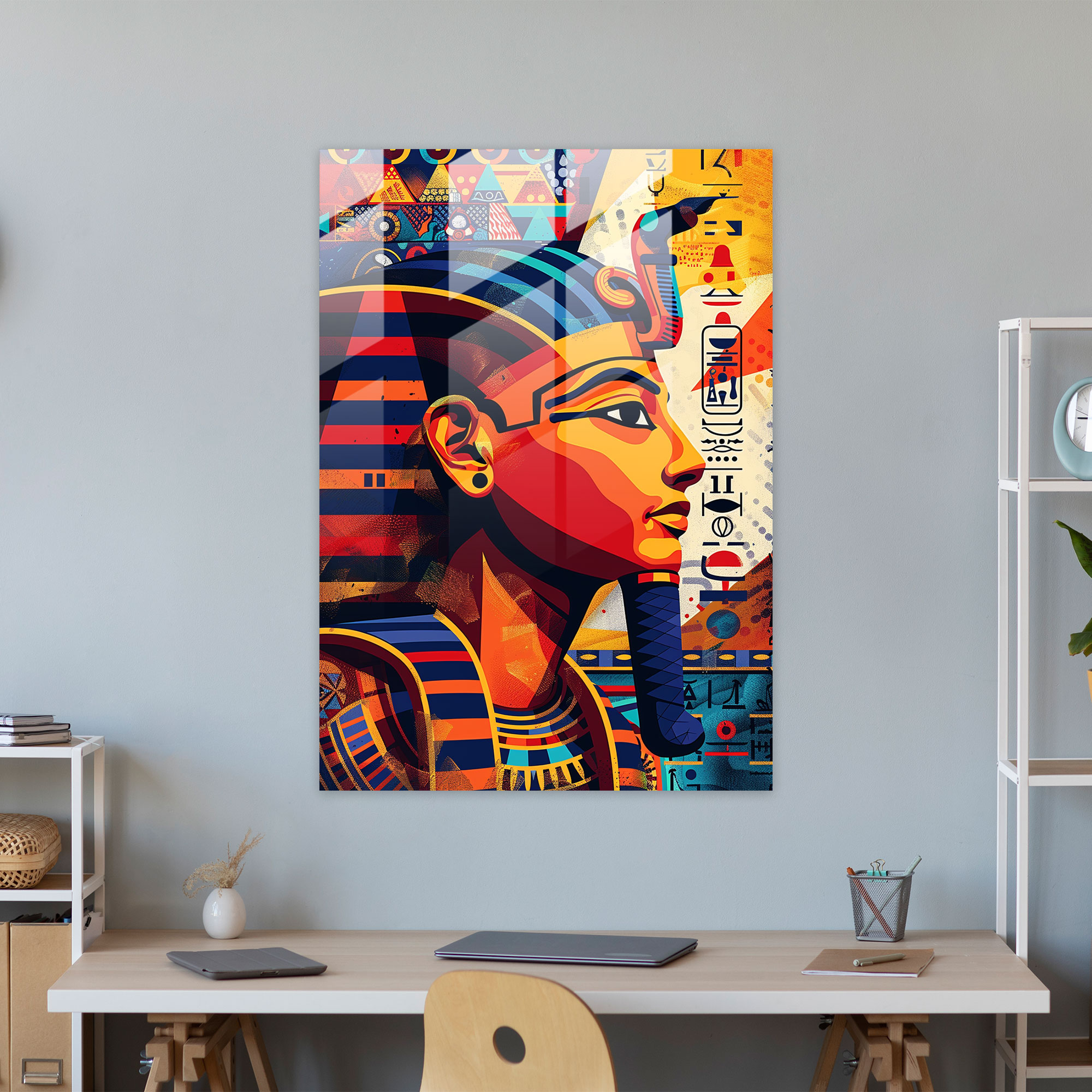 Mısır Pop Sanatı Cam Duvar Sanatı - Klasikizm+Popart Modern Sanat Ev Dekorasyonu Cam Duvar Sanatı