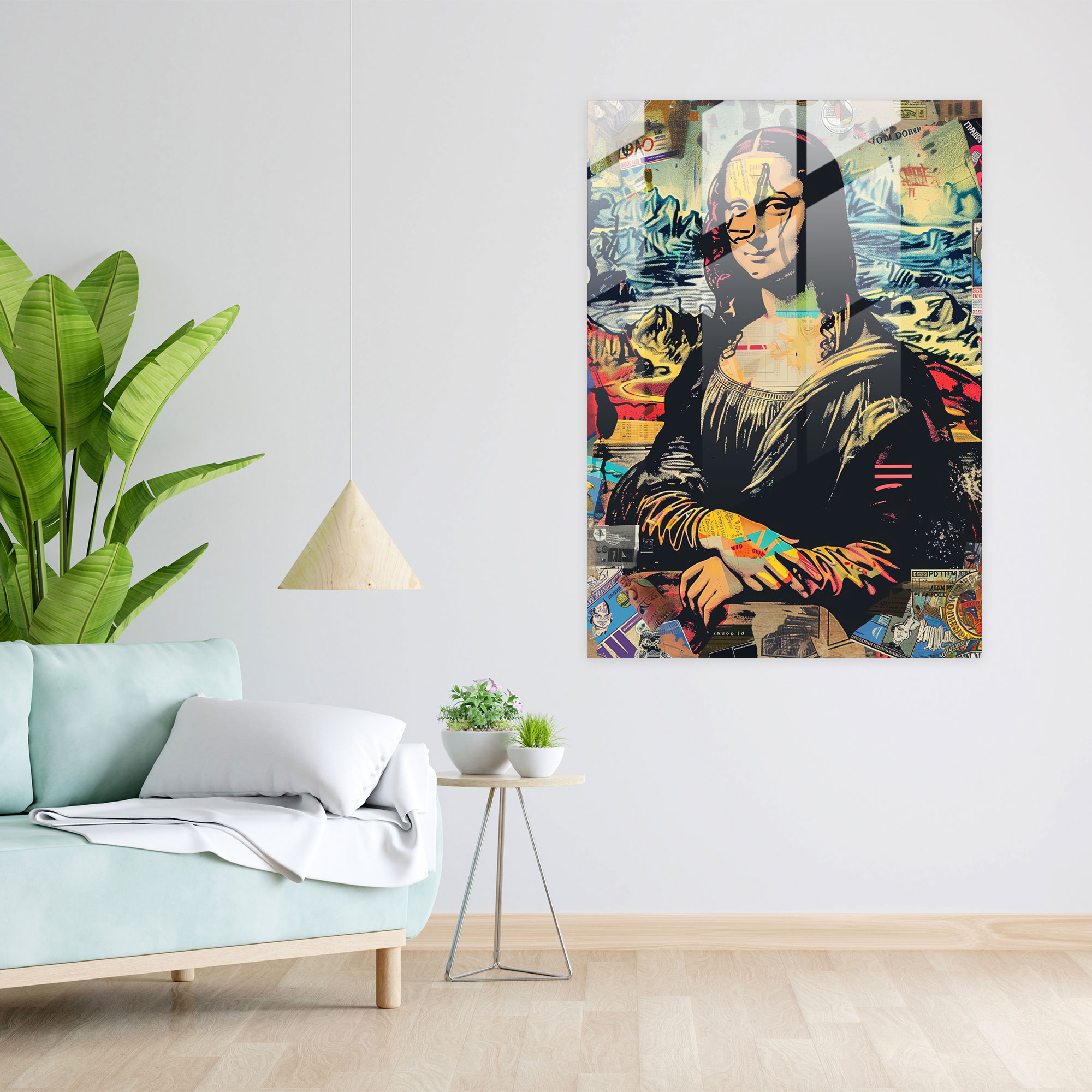 Classic Pop Art Glass Print - Classicism+Popart, Combine Classicism With Pop Art, Modern Art, Wall Decoration