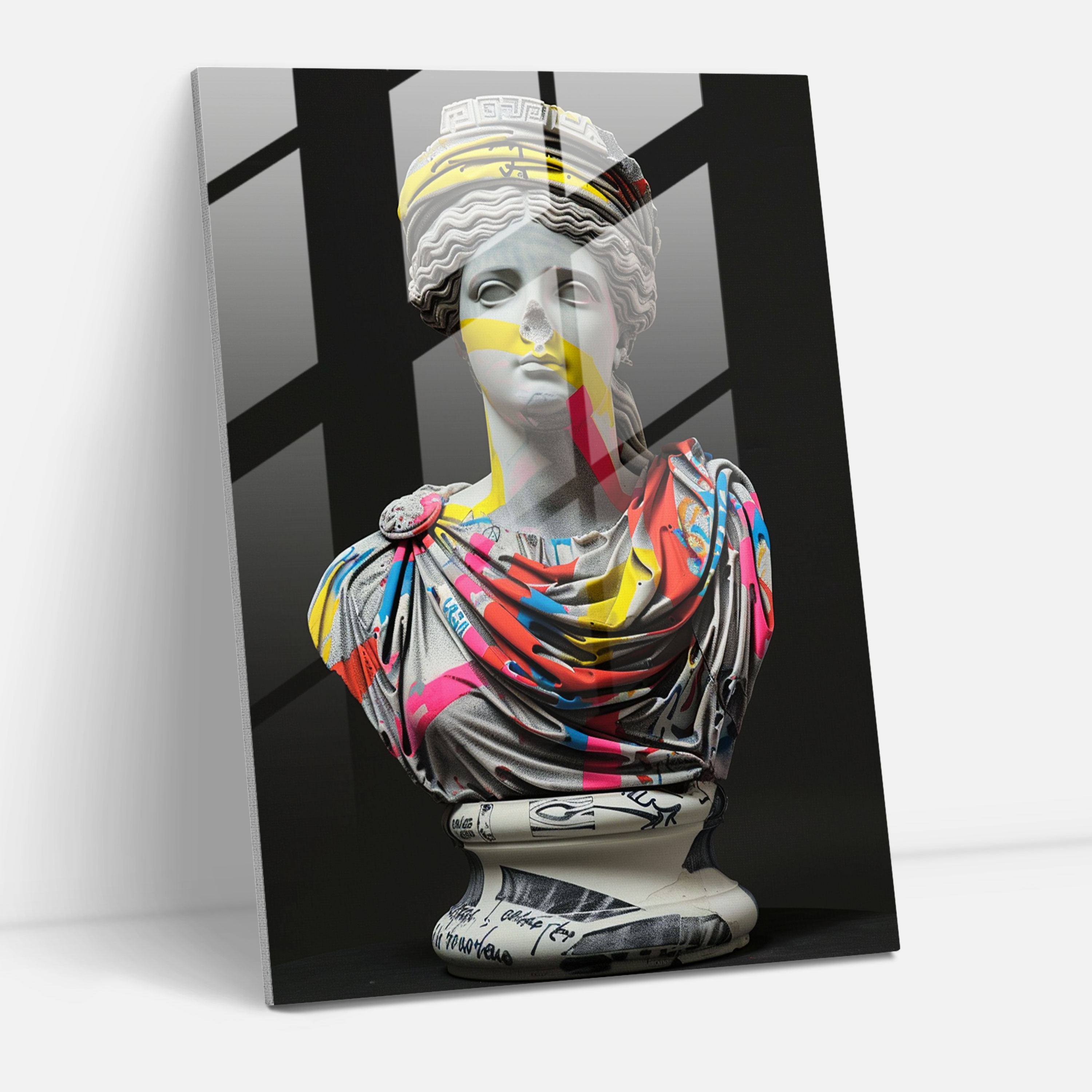 Classical Graffiti Glass Print - Classicism+Popart, Home Decoration, Glass Print, Wall Decoration