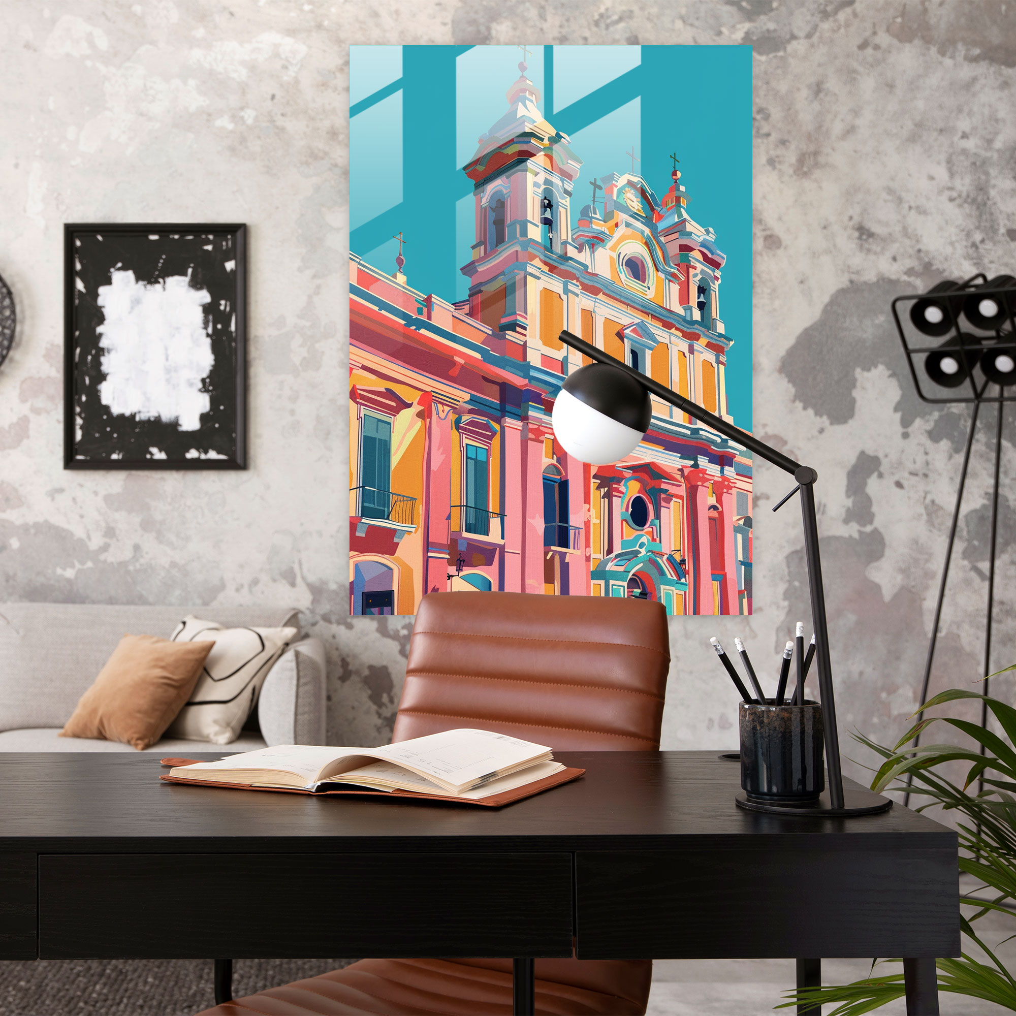 Pop Art Barok Cam Tablo - Klasizm ve Pop Artı Birleştir Modern Sanat Klasizmi Pop Art ile Kombine Et Ev Dekorasyonu