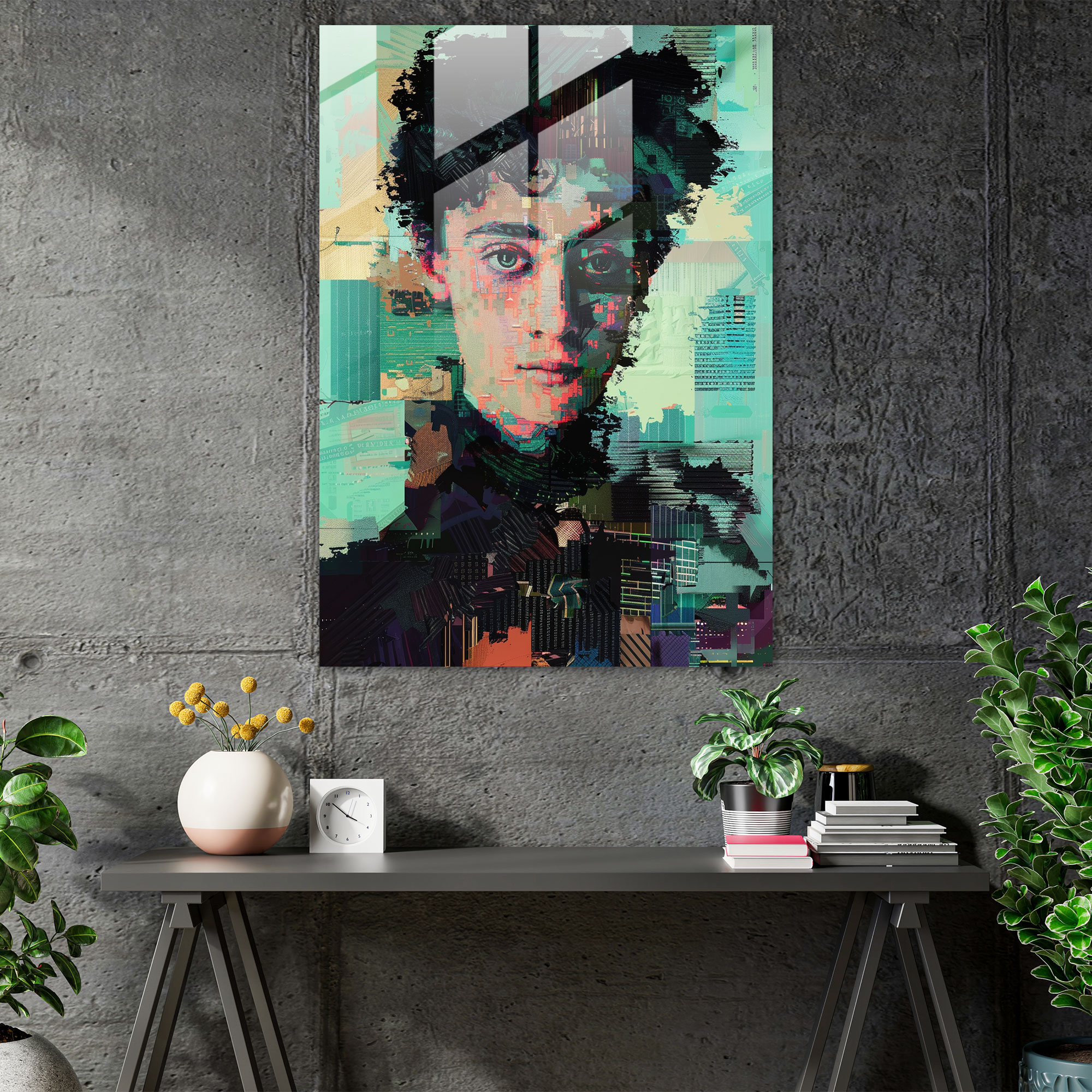Piksele Dönüşen Viktorya Dönemi Cam Tablo - Klasikizm ve Popart Klasikizmi Pop Sanatıyla Birleştirin Cam Duvar Sanatı Modern Sanat