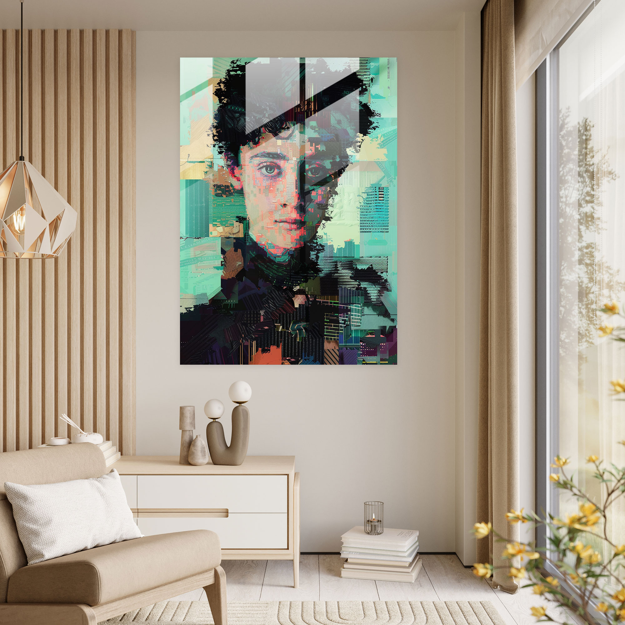 Piksele Dönüşen Viktorya Dönemi Cam Tablo - Klasikizm ve Popart Klasikizmi Pop Sanatıyla Birleştirin Cam Duvar Sanatı Modern Sanat