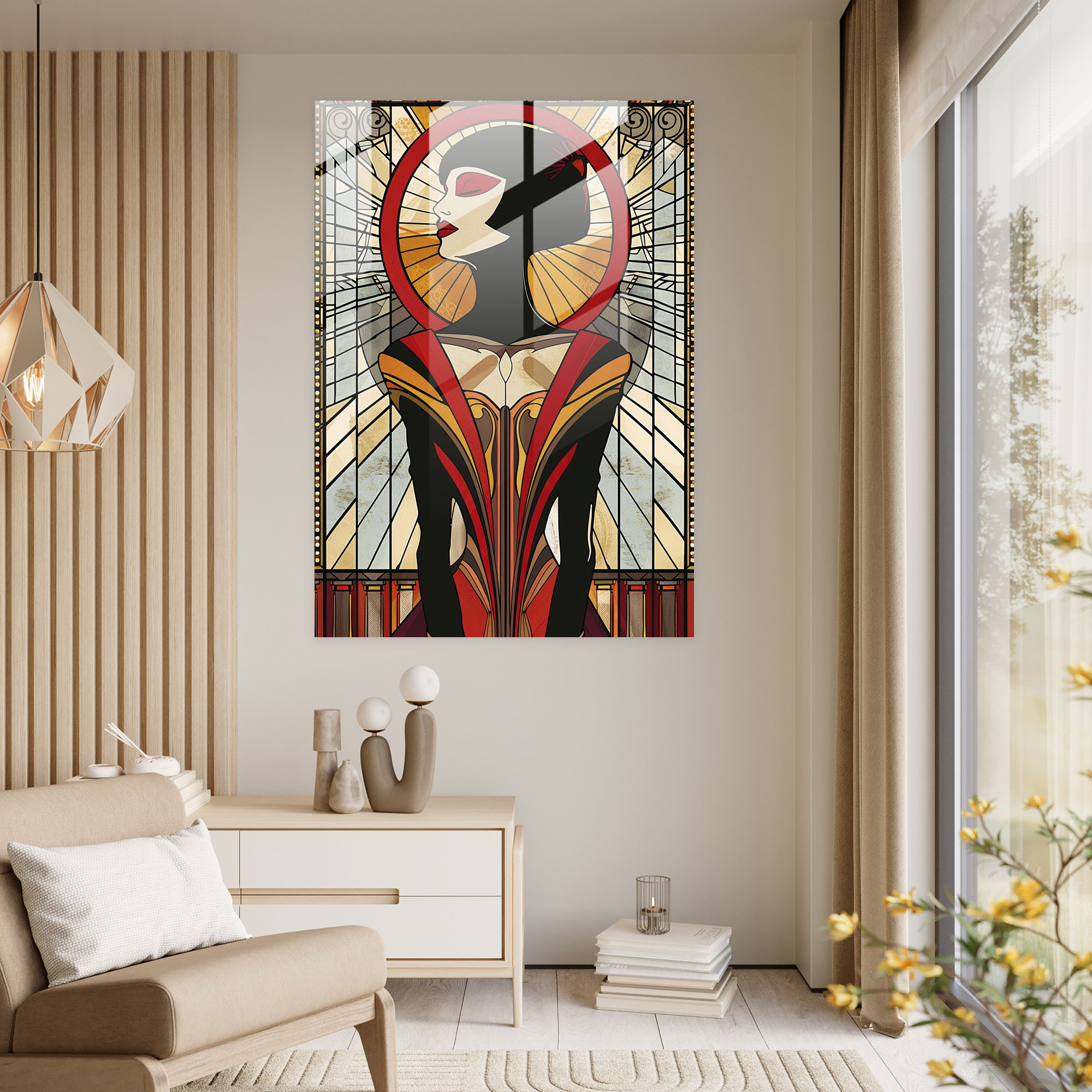 Art Deco Comics Glass Print - Classicism+Popart, Glass Wall Art, Combine Classicism With Pop Art, Wall Decoration