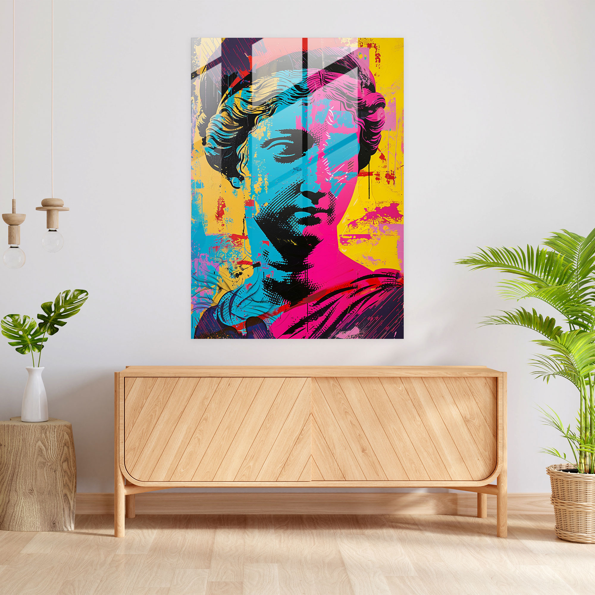 Rönesans Pop Art Cam Tablo - Klasizm+Popart Klasizmi Pop Art Tarzıyla Birleştirin Modern Sanat Ev Dekorasyonu