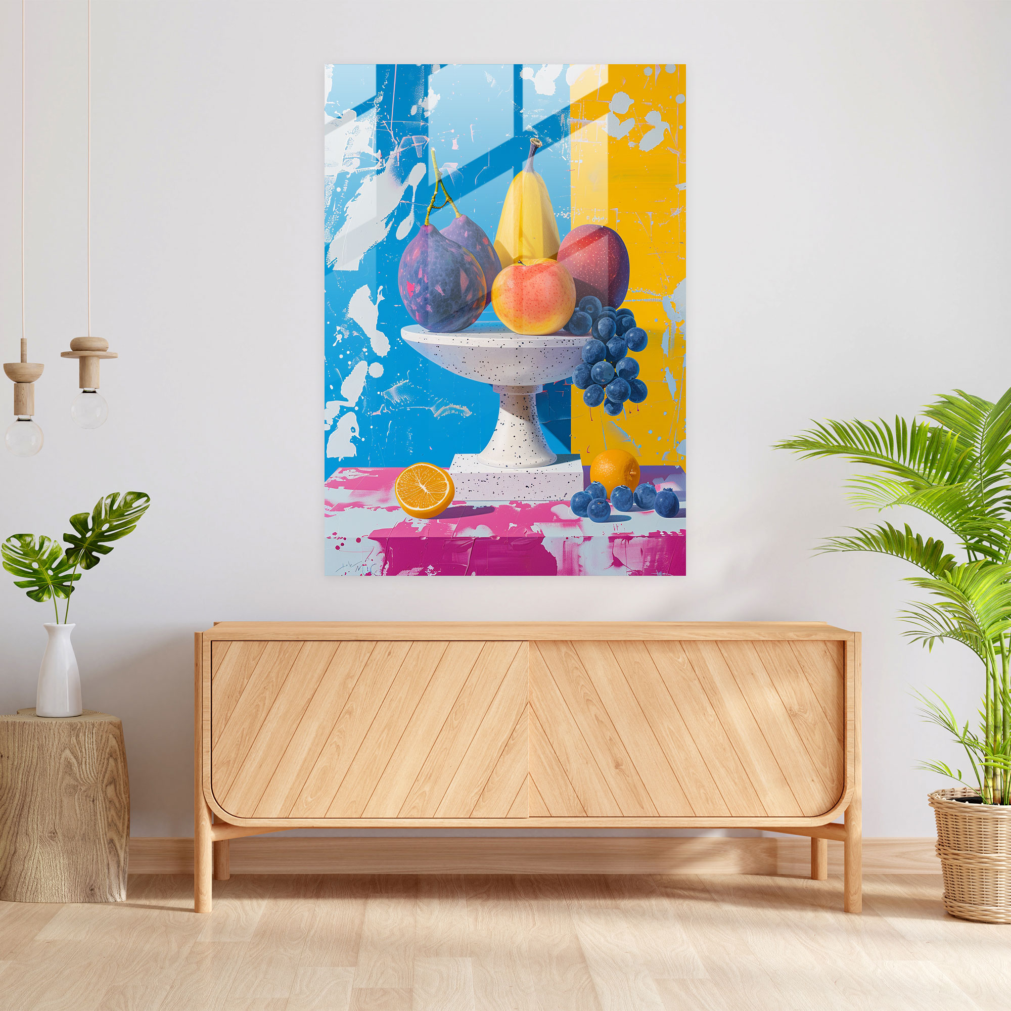 Pop Art Still Life Cam Tablo - Klasik+Popart Ev Dekorasyonu Klasizmi ve Pop Art Tarzını Birleştirin Cam Tablo