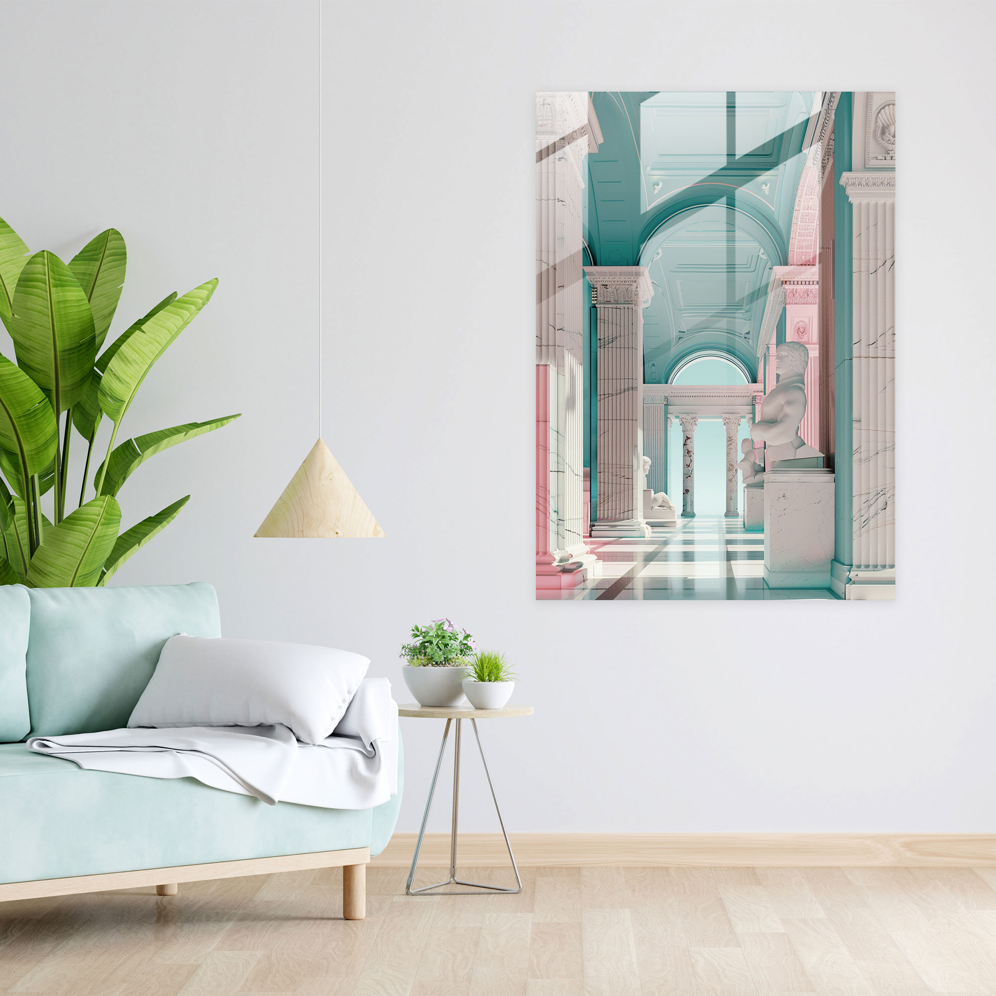 Neoklasik Pop Sanat Cam Duvar Dekorasyonu - Klasikizm+Popart Modern Sanat Duvar Dekorasyonu Cam Duvar Sanatı