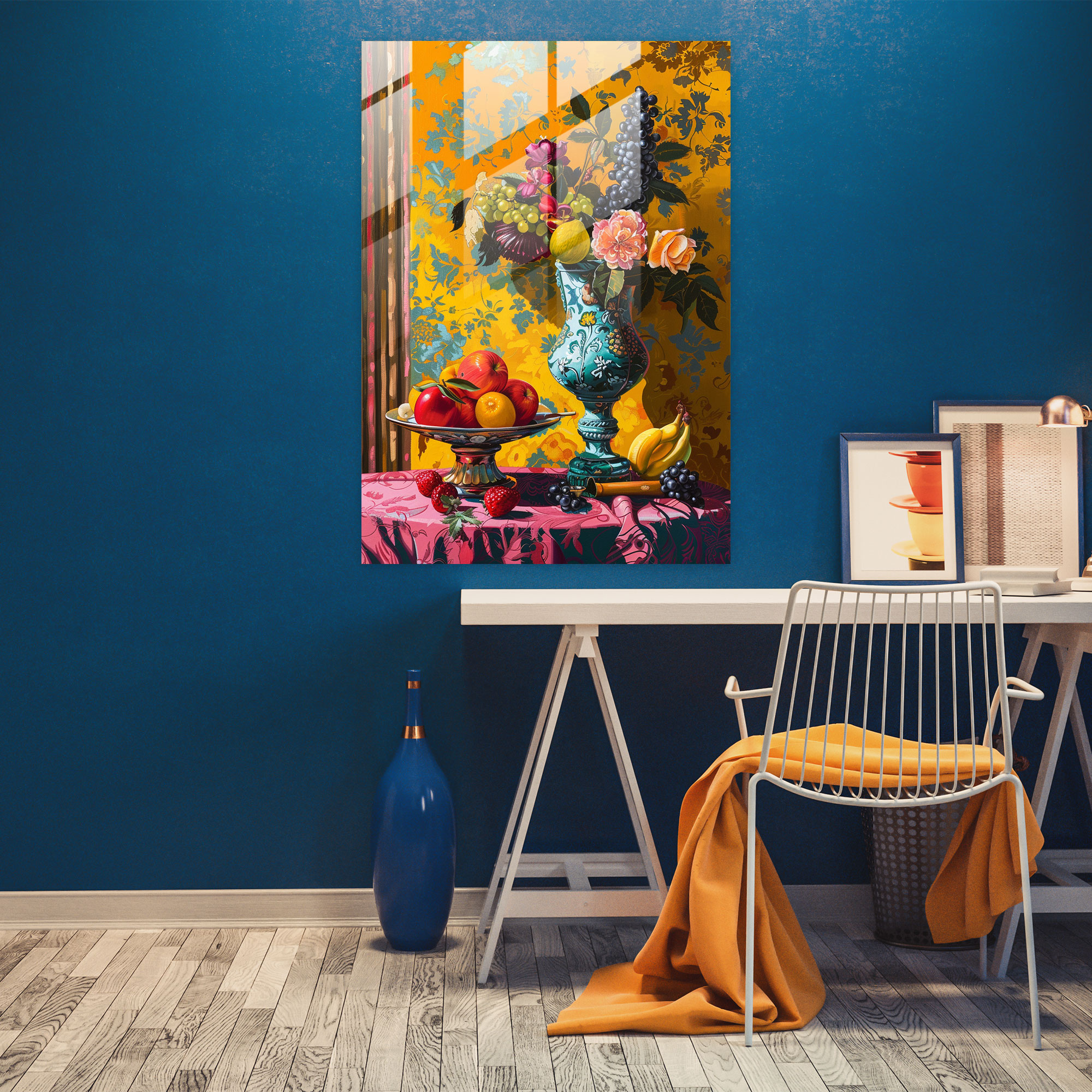 Renkli Klasik Cam Tablo - Klasiklik+Popart Cam Tablo Cam Sanatı Modern Sanat