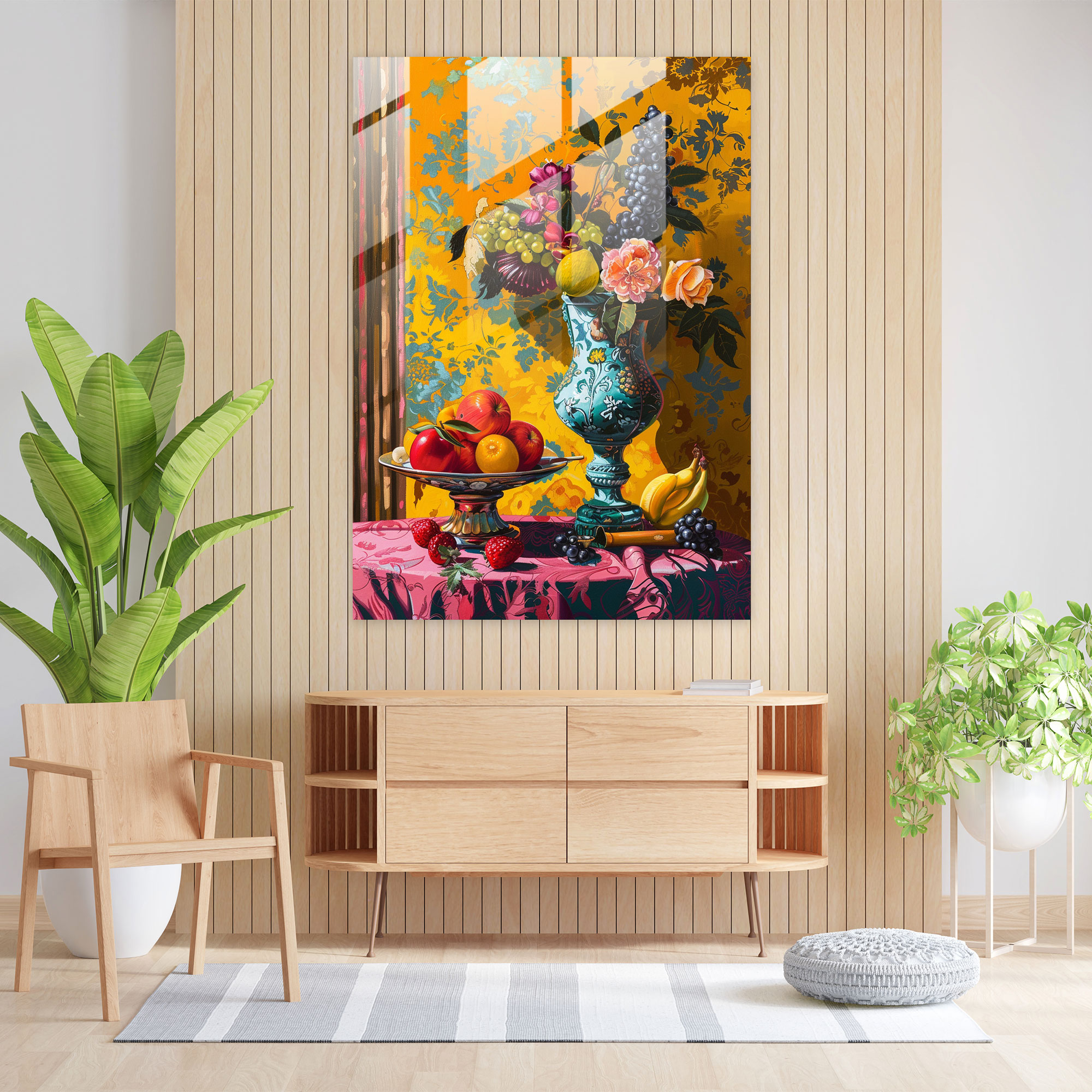 Renkli Klasik Cam Tablo - Klasiklik+Popart Cam Tablo Cam Sanatı Modern Sanat