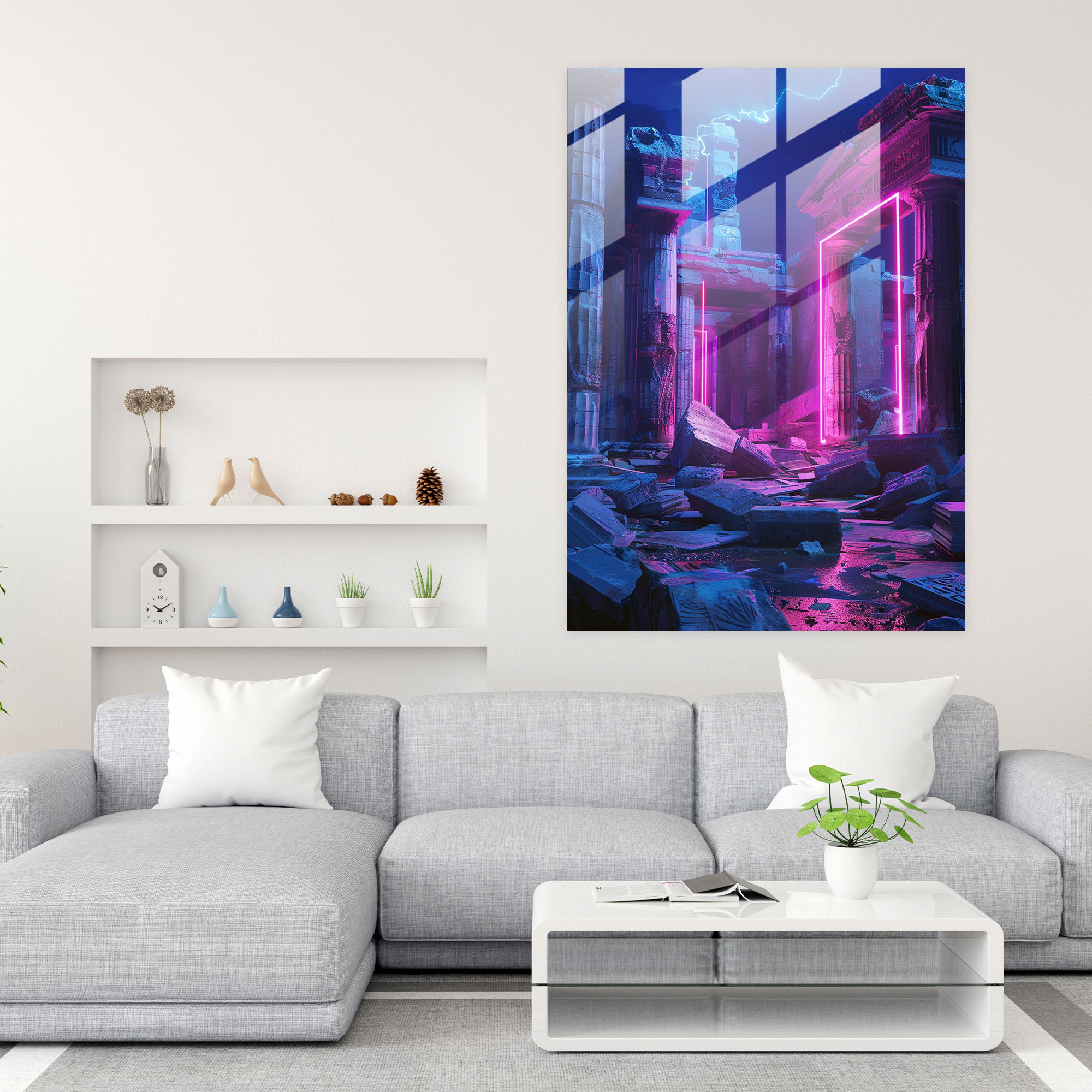 Gelecekçi Antik Harabeler Cam Sanatı - Klasikizm+Popart Ev Dekorasyonu Modern Sanat Cam Sanatı