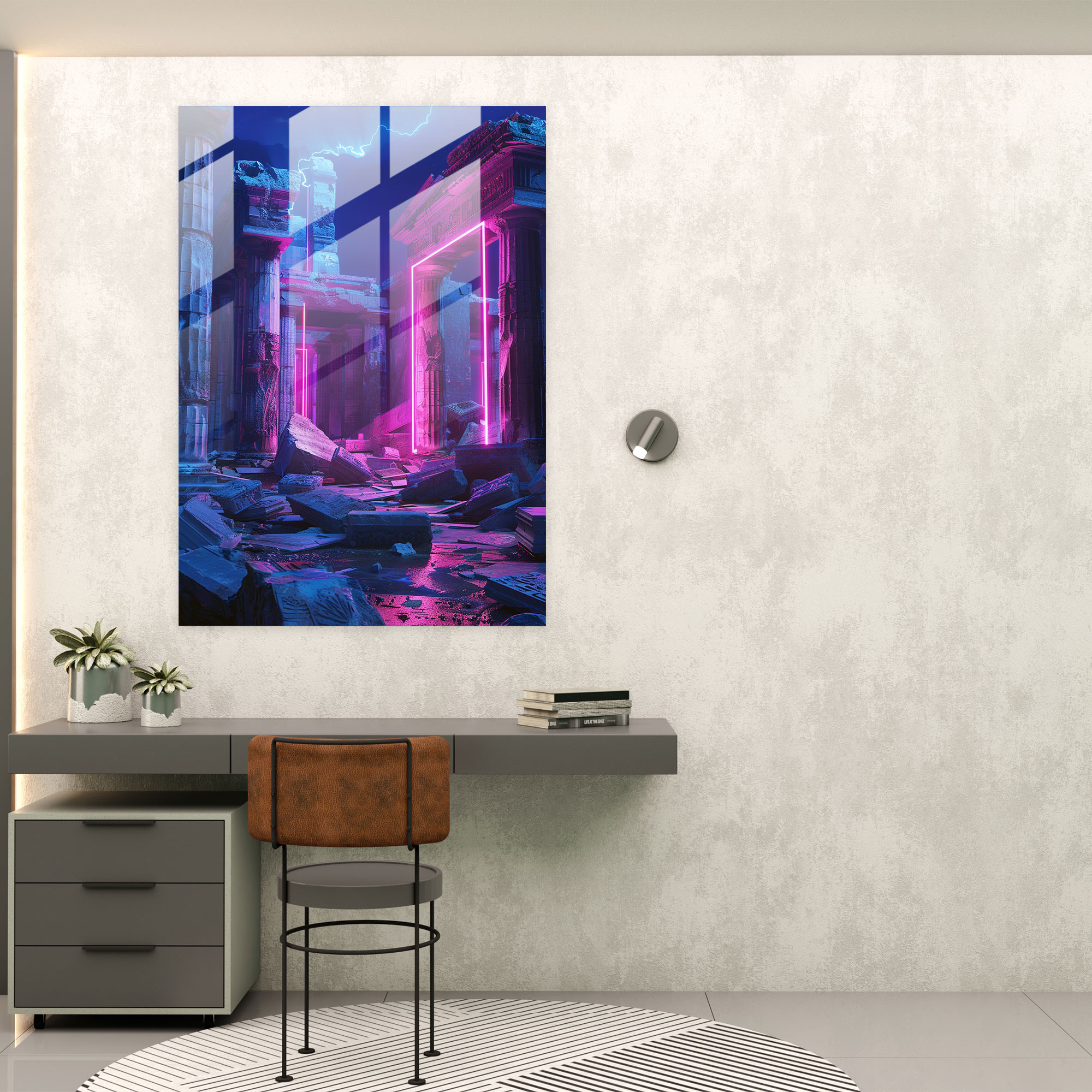 Gelecekçi Antik Harabeler Cam Sanatı - Klasikizm+Popart Ev Dekorasyonu Modern Sanat Cam Sanatı