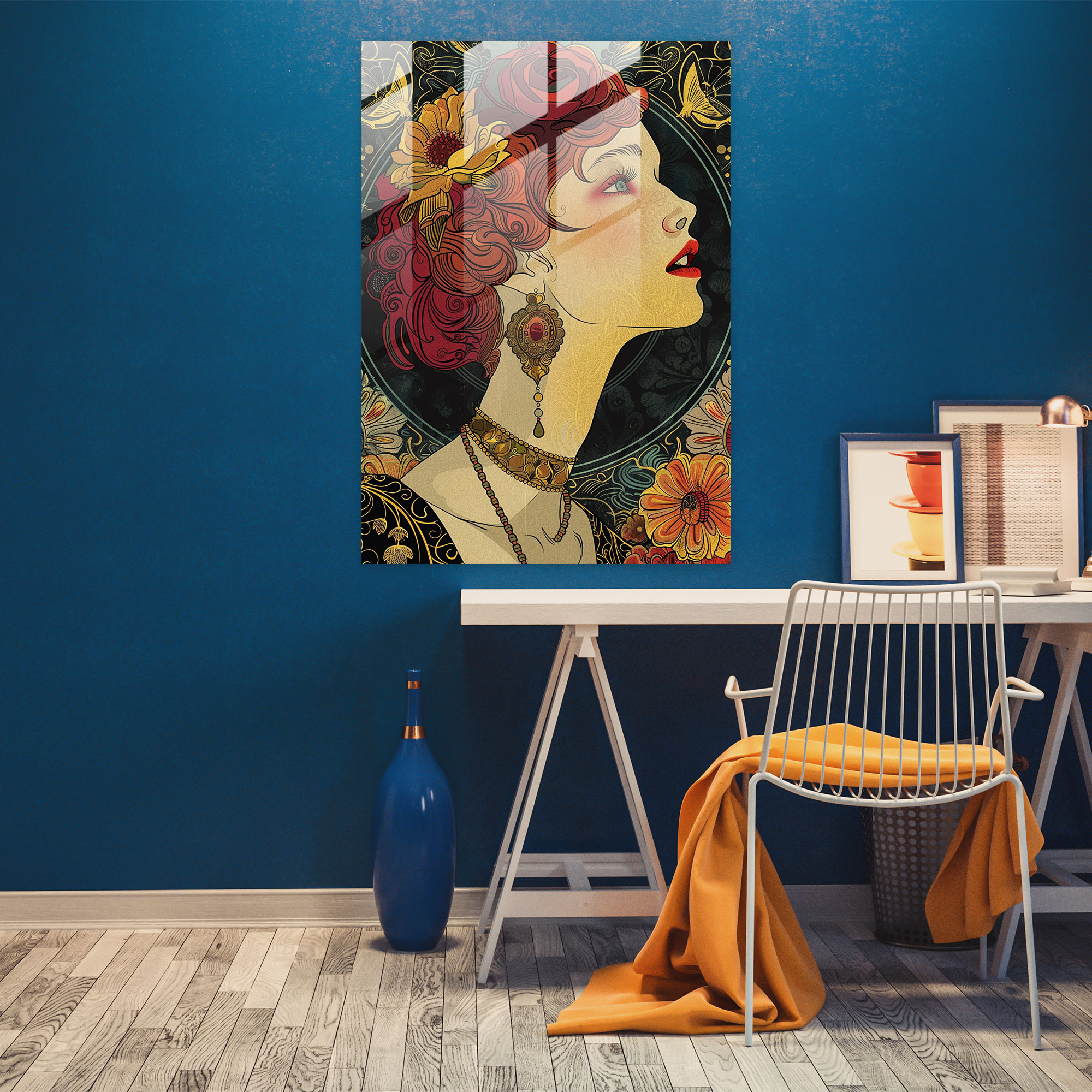 Vibrant Art Nouveau Wall Decoration - Classicism+Popart, Glass Art, Home Decoration, Wall Decoration
