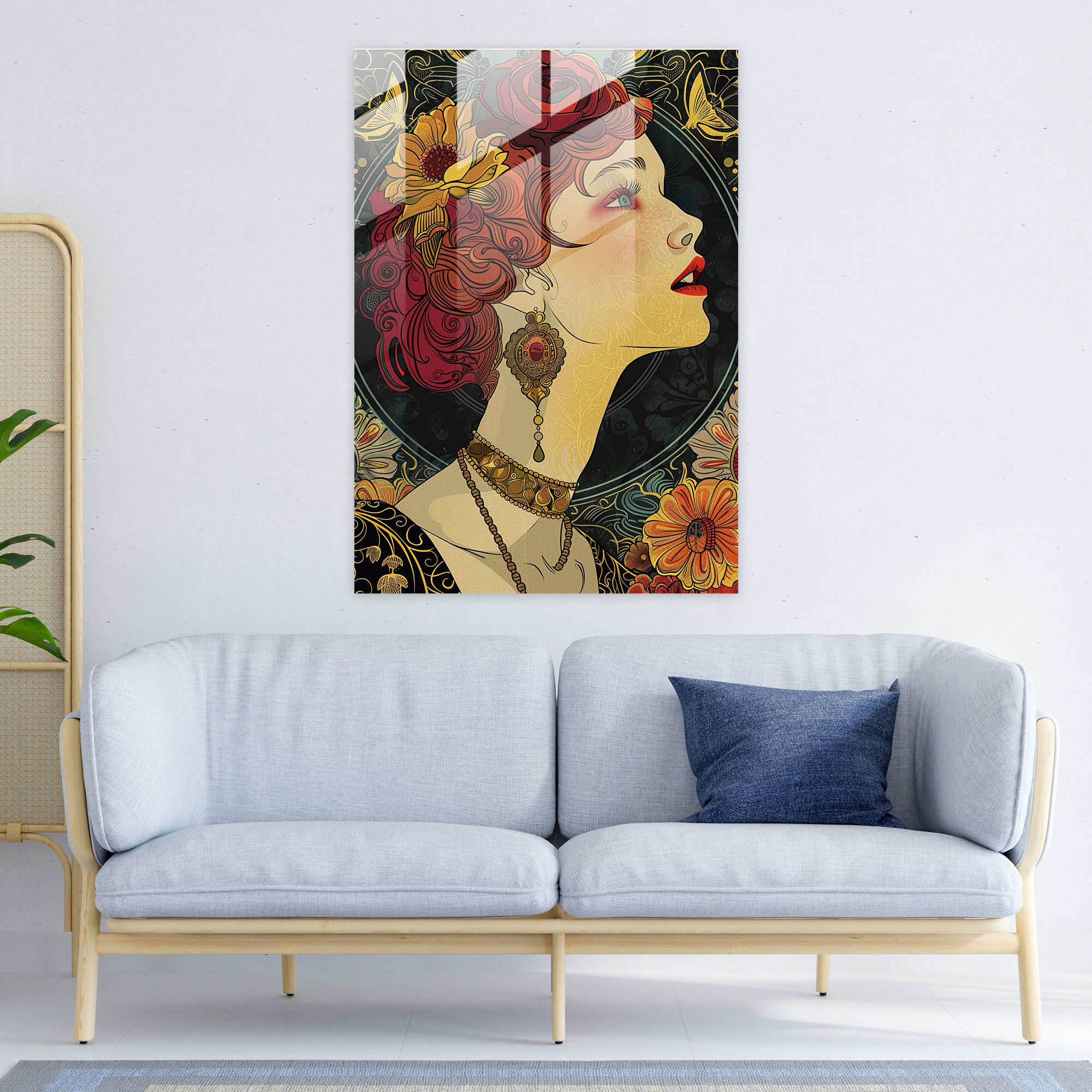 Vibrant Art Nouveau Wall Decoration - Classicism+Popart, Glass Art, Home Decoration, Wall Decoration