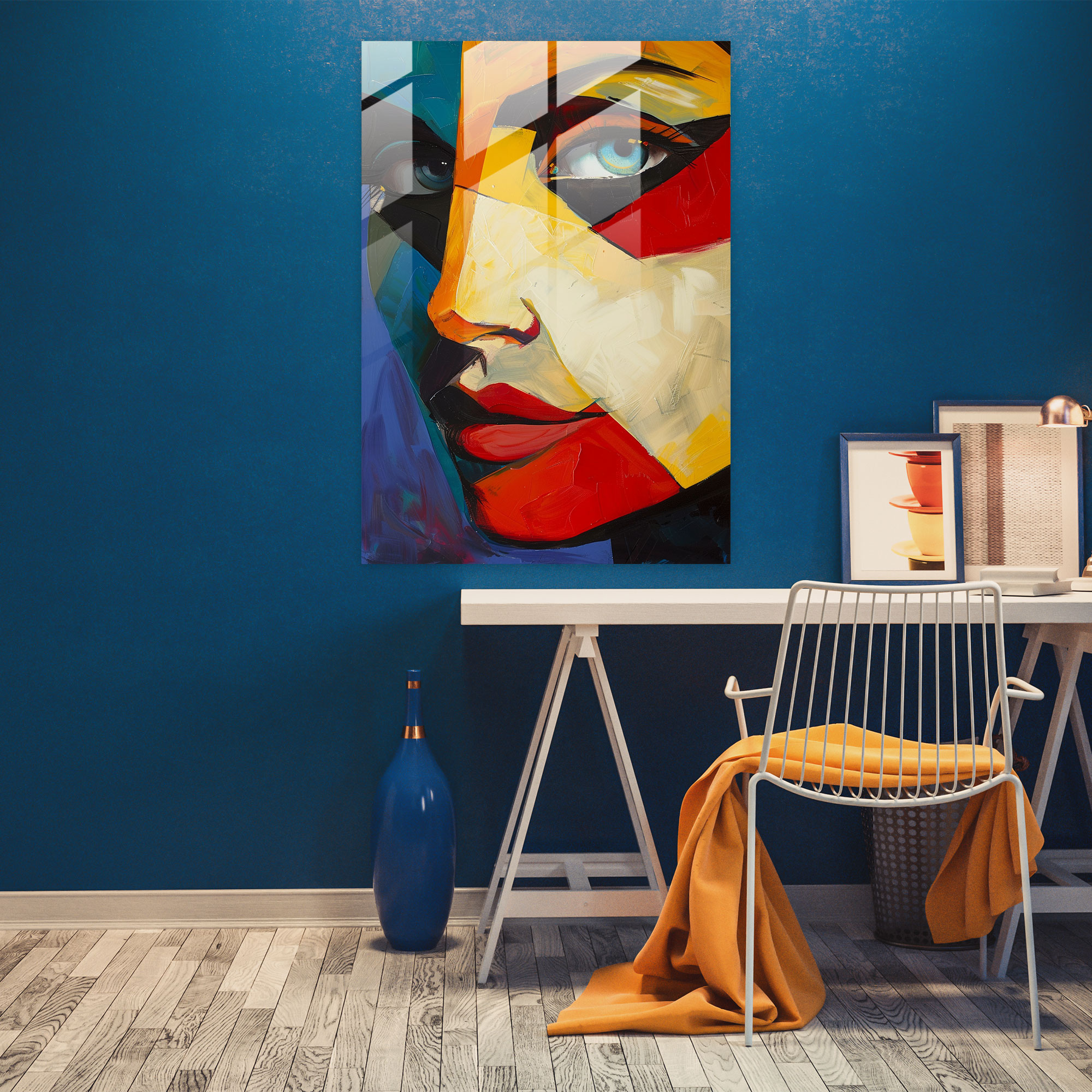 Geometrik İzlenimci Cam Duvar Sanatı - Klasik+Popart Klasik ve Popartı Birleştir Cam Sanatı Cam Tablo