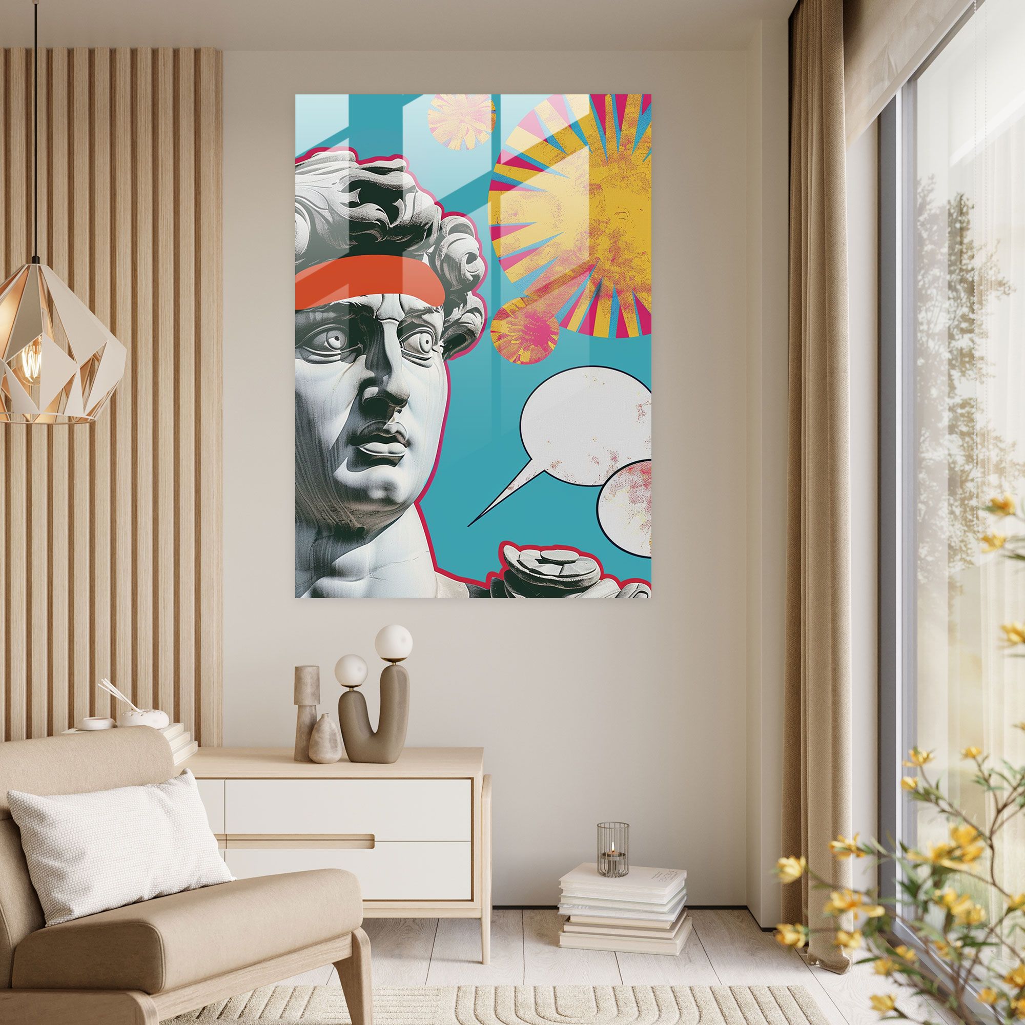 Klasik Pop Sanat Cam Duvar Sanatı - Klasikizm+Popart Cam Duvar Sanatı Cam Sanatı Duvar Dekorasyonu