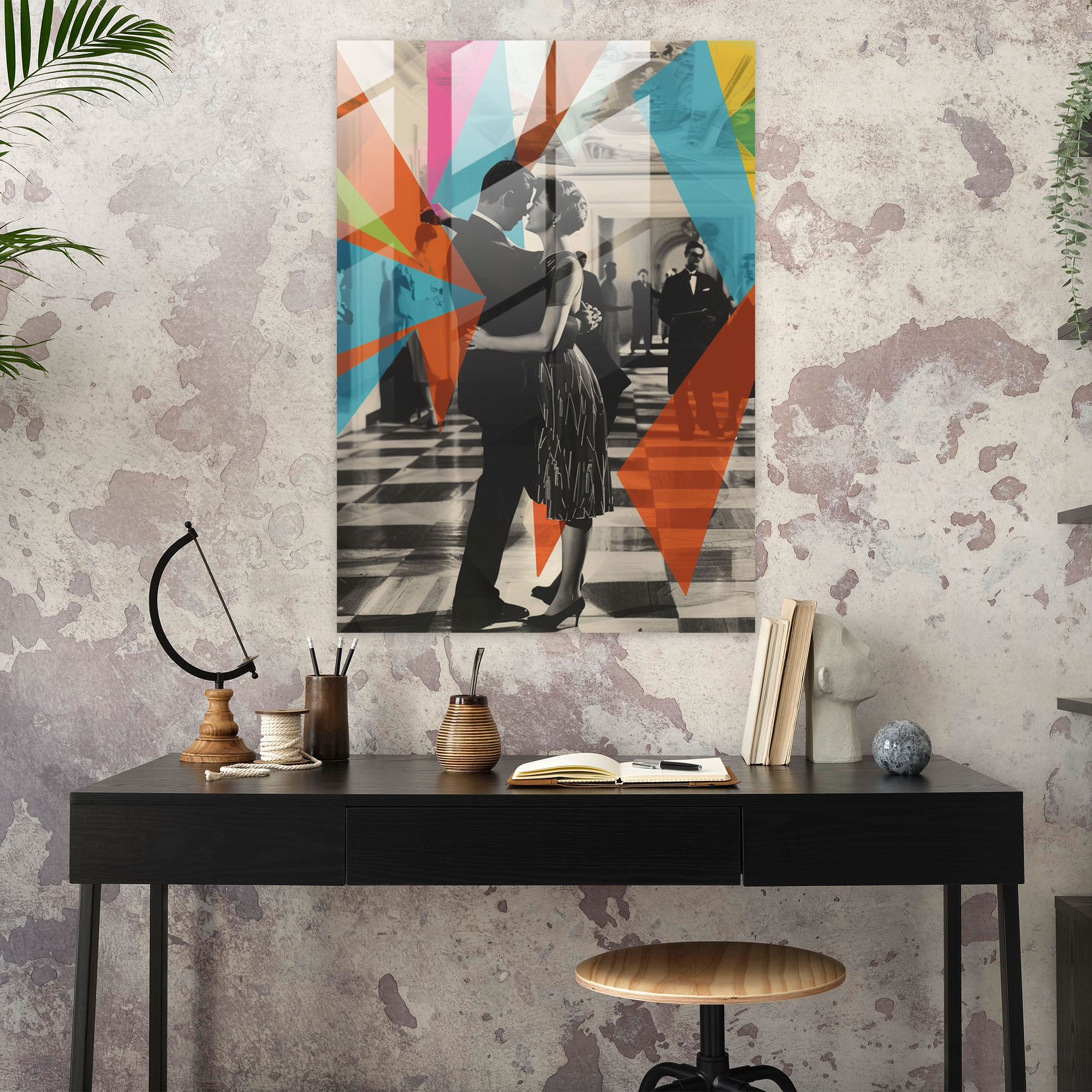 Klasik Pop Sanat Cam Tablosu - Klasik ve Pop Sanatın Buluşması Duvar Süsleme Cam Tablo Modern Sanat