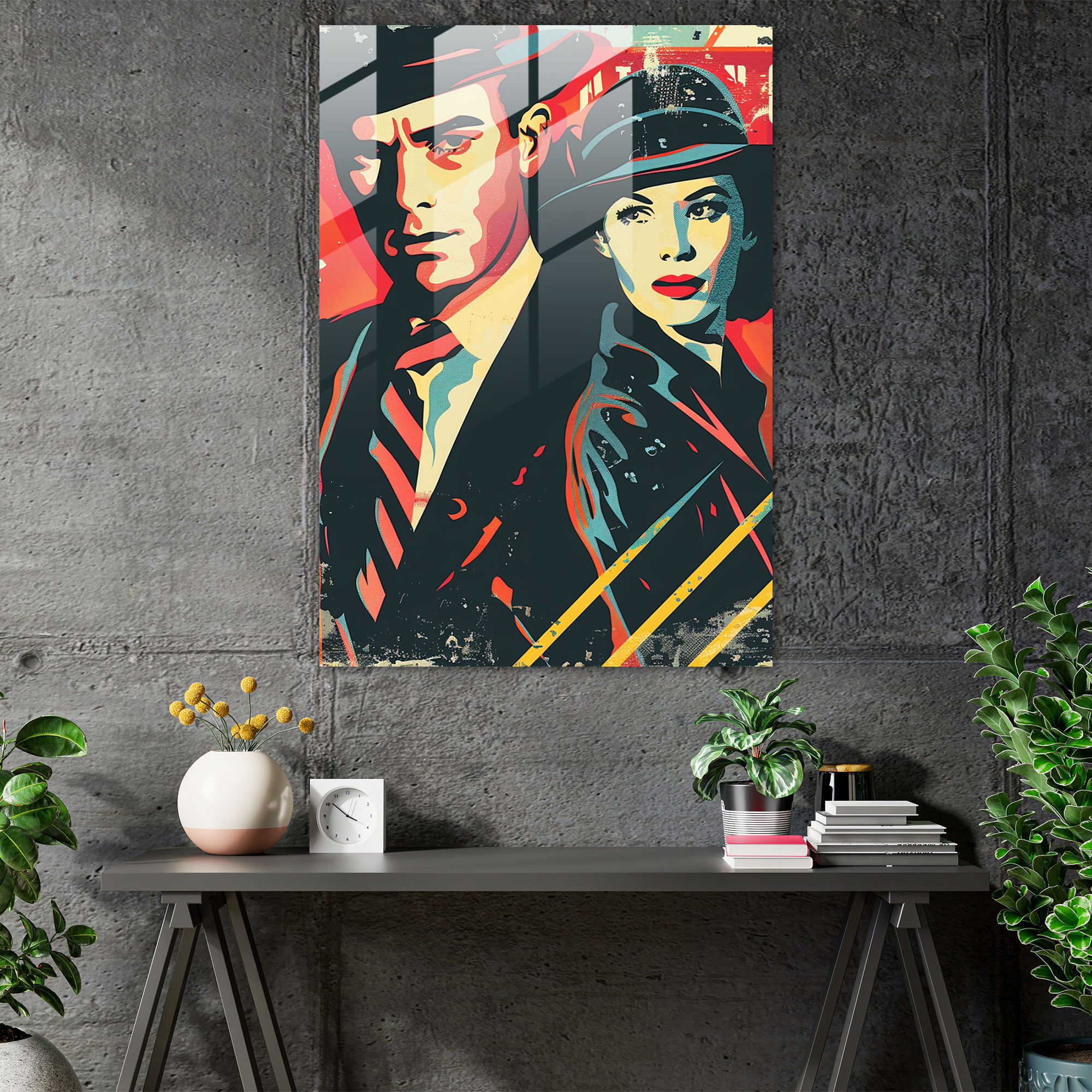 Klasik Pop Sanat Ev Dekorasyonu - Klasik Pop Sanat Modern Sanat Duvar Dekorasyonu Cam Tablo