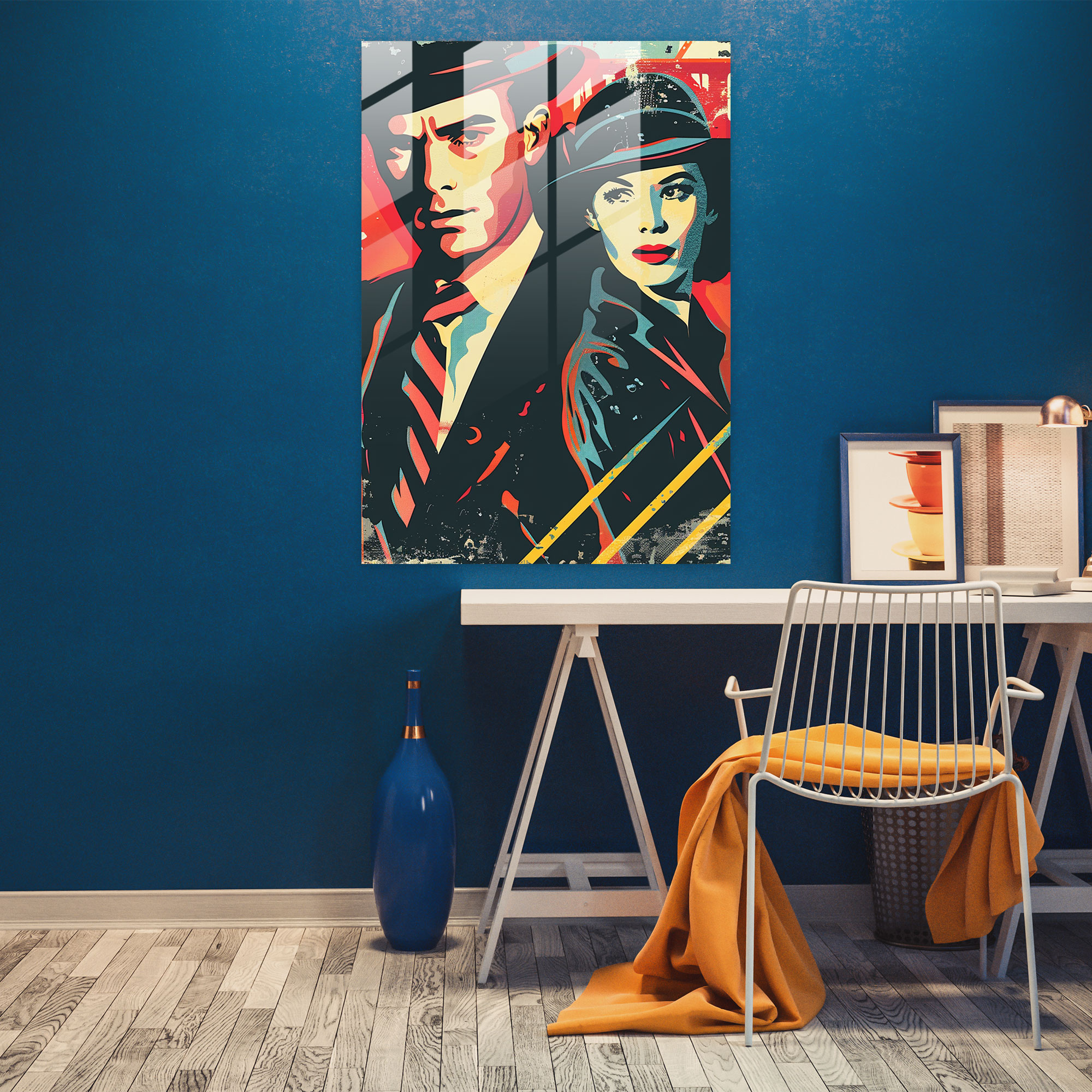 Klasik Pop Sanat Ev Dekorasyonu - Klasik Pop Sanat Modern Sanat Duvar Dekorasyonu Cam Tablo