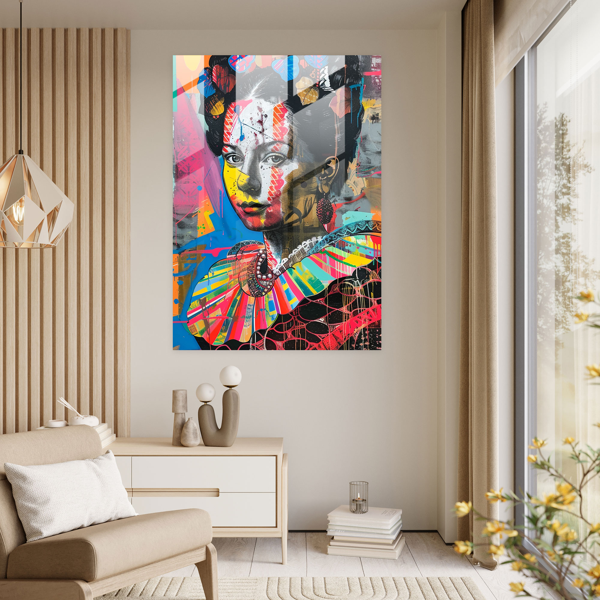 Klasik Pop Sanat Cam Tablo - Klasikizm+Popart Duvar Dekorasyonu Ev Dekorasyonu Cam Tablo