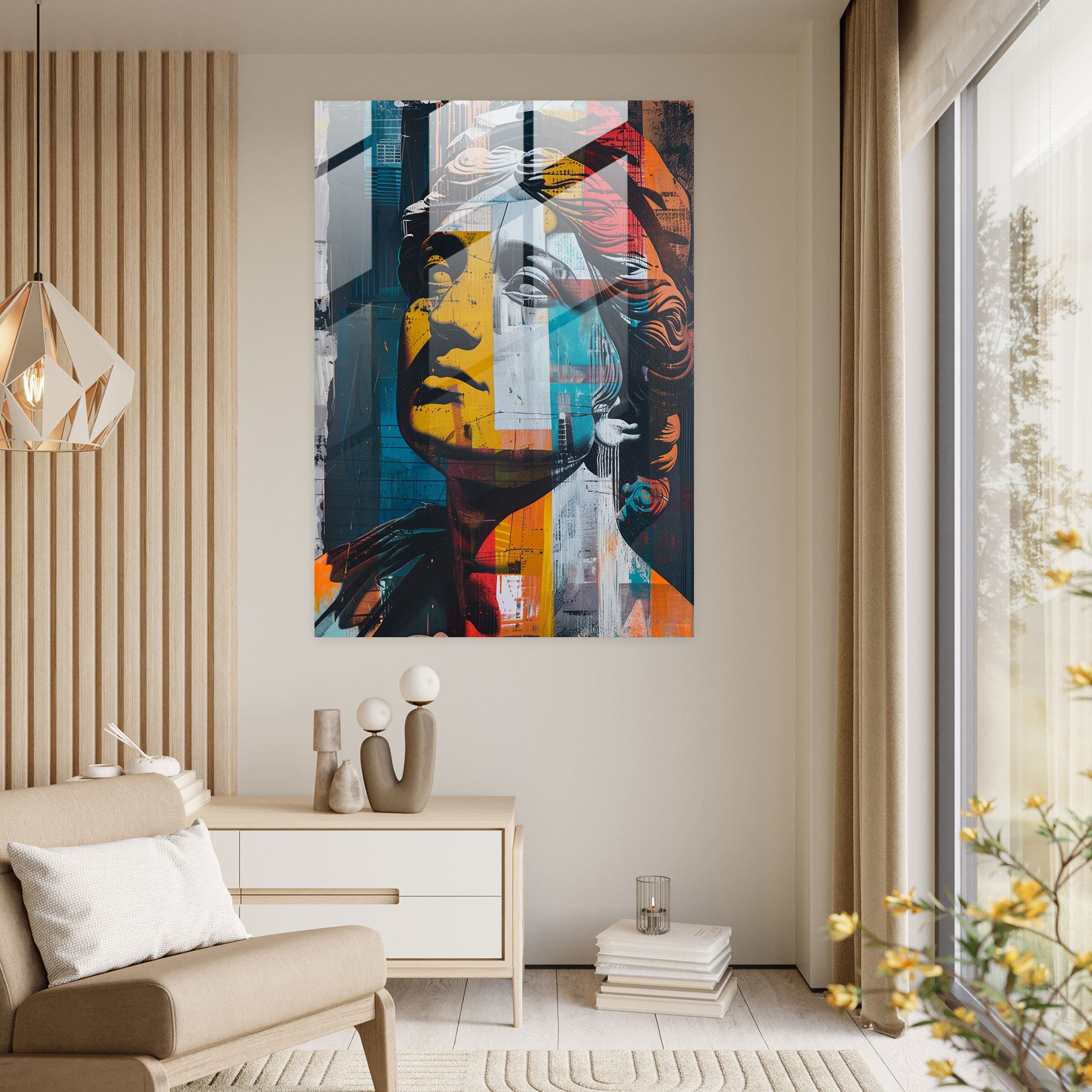 Klasikleşme ve Pop Art Modern Sanatı Buluşuyor - Klasikleşme ve Popart Cam Tablo Duvar Dekorasyonu Modern Sanat