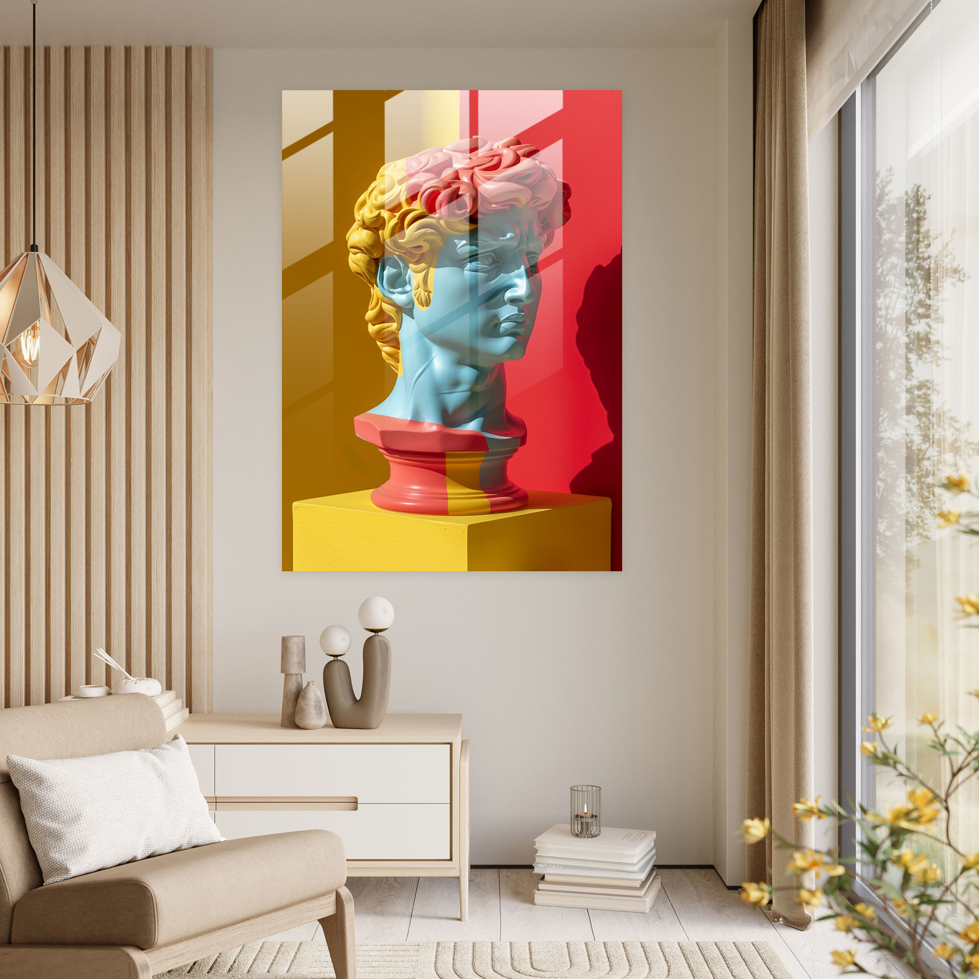 Klasizm ve Pop Art Cam Tablosu - Ev Dekorasyonu Klasizmi Pop Art ile Birleştirin