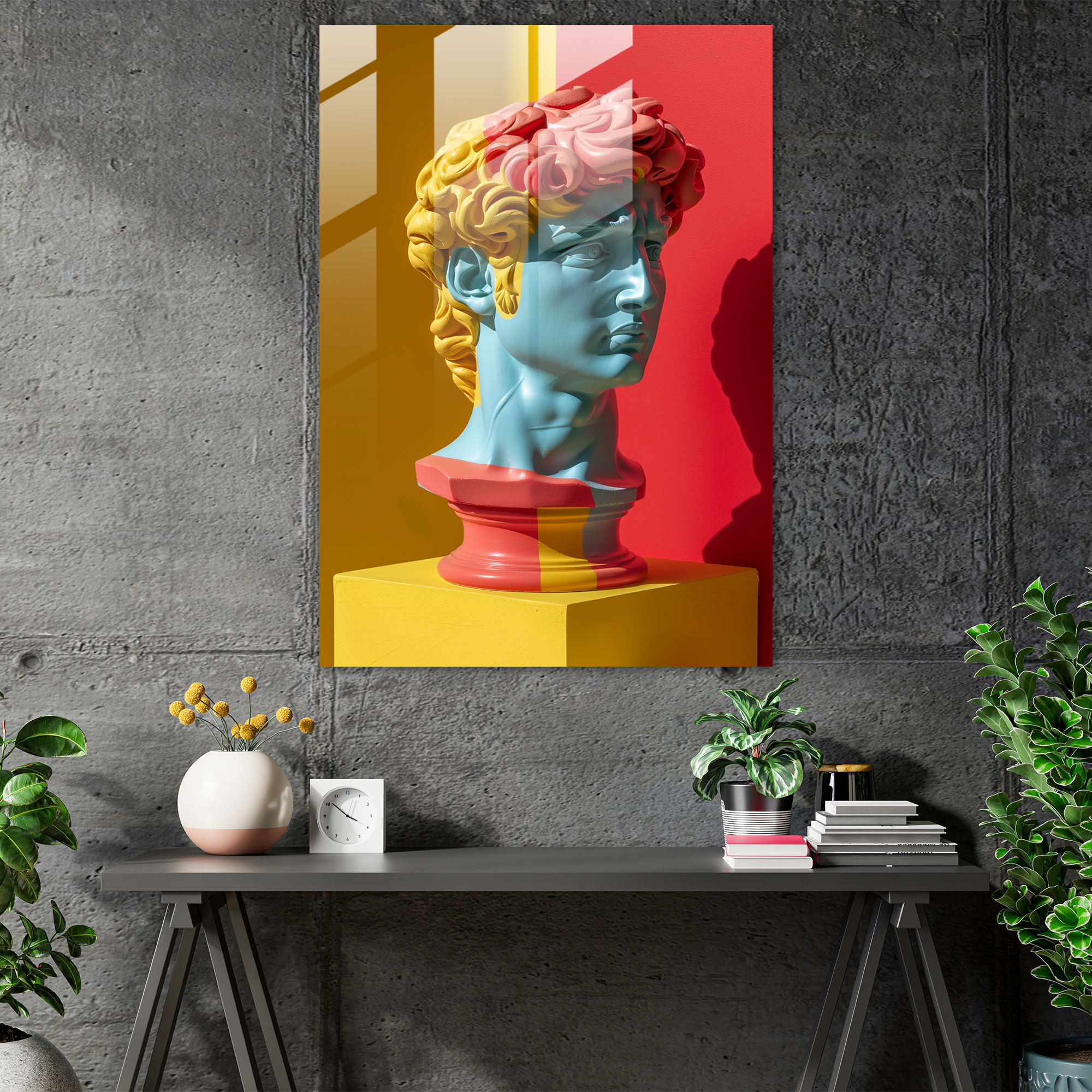 Klasizm ve Pop Art Cam Tablosu - Ev Dekorasyonu Klasizmi Pop Art ile Birleştirin