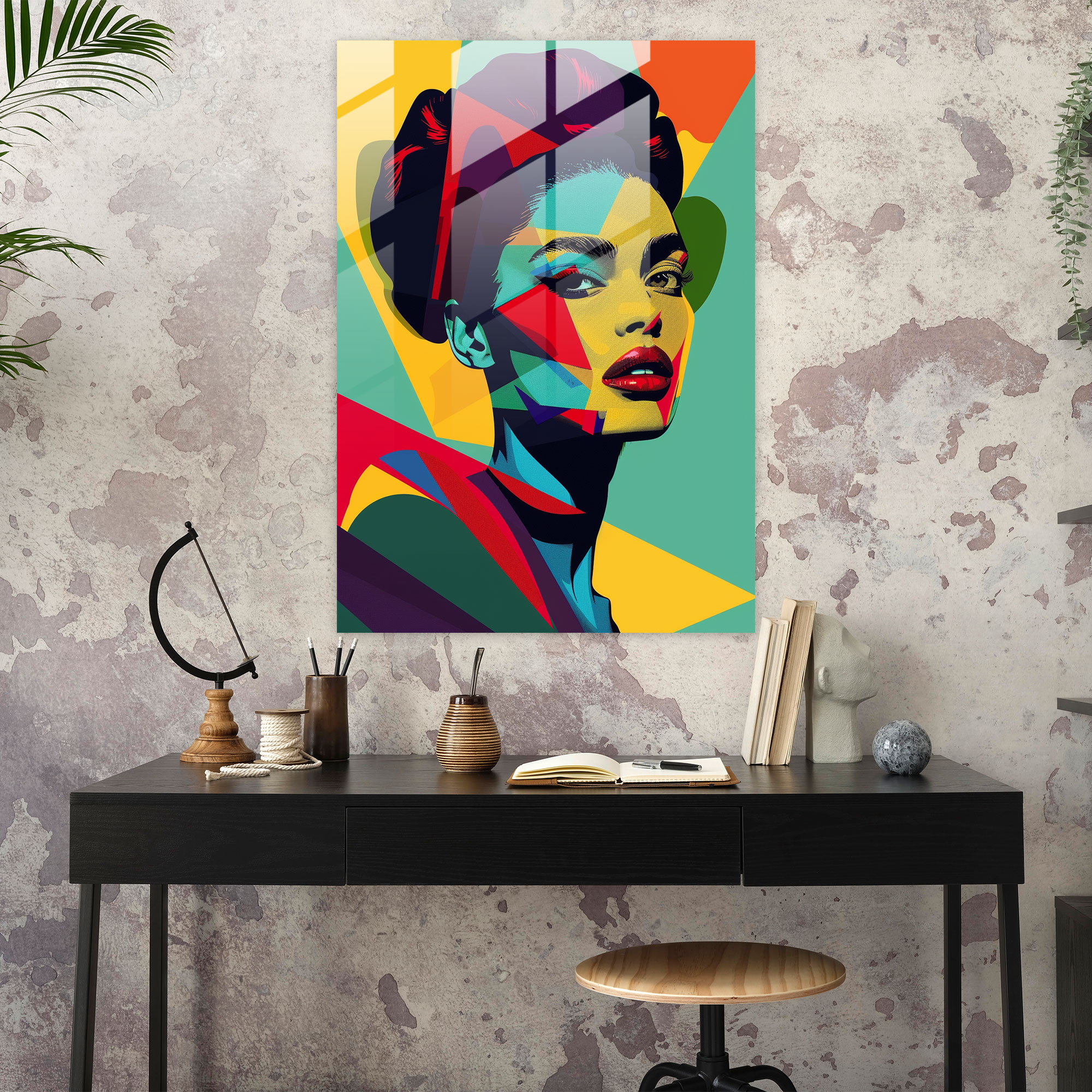 Klasizm ile Pop Sanat Duvar Dekorasyonu - Klasizm+Popart Modern Sanat Duvar Dekorasyonu Cam Tablo