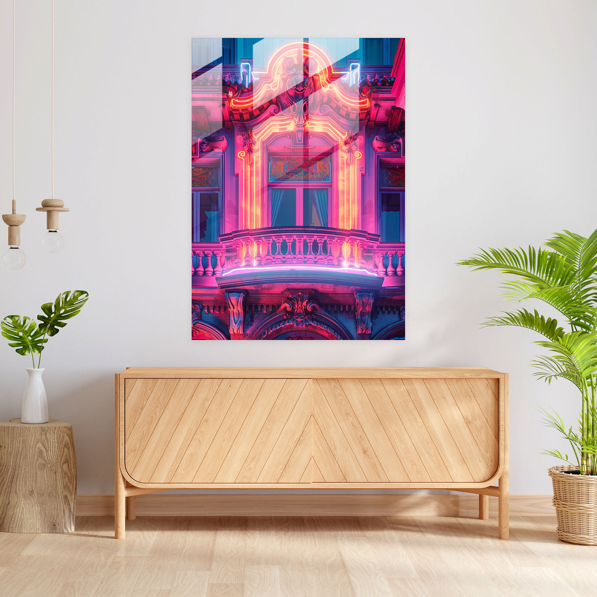 Neon Rönesans Cam Tablo - Klasizm ve Popart Modern Sanat Cam Tablo Klasizmi Pop Art ile Birleştirin