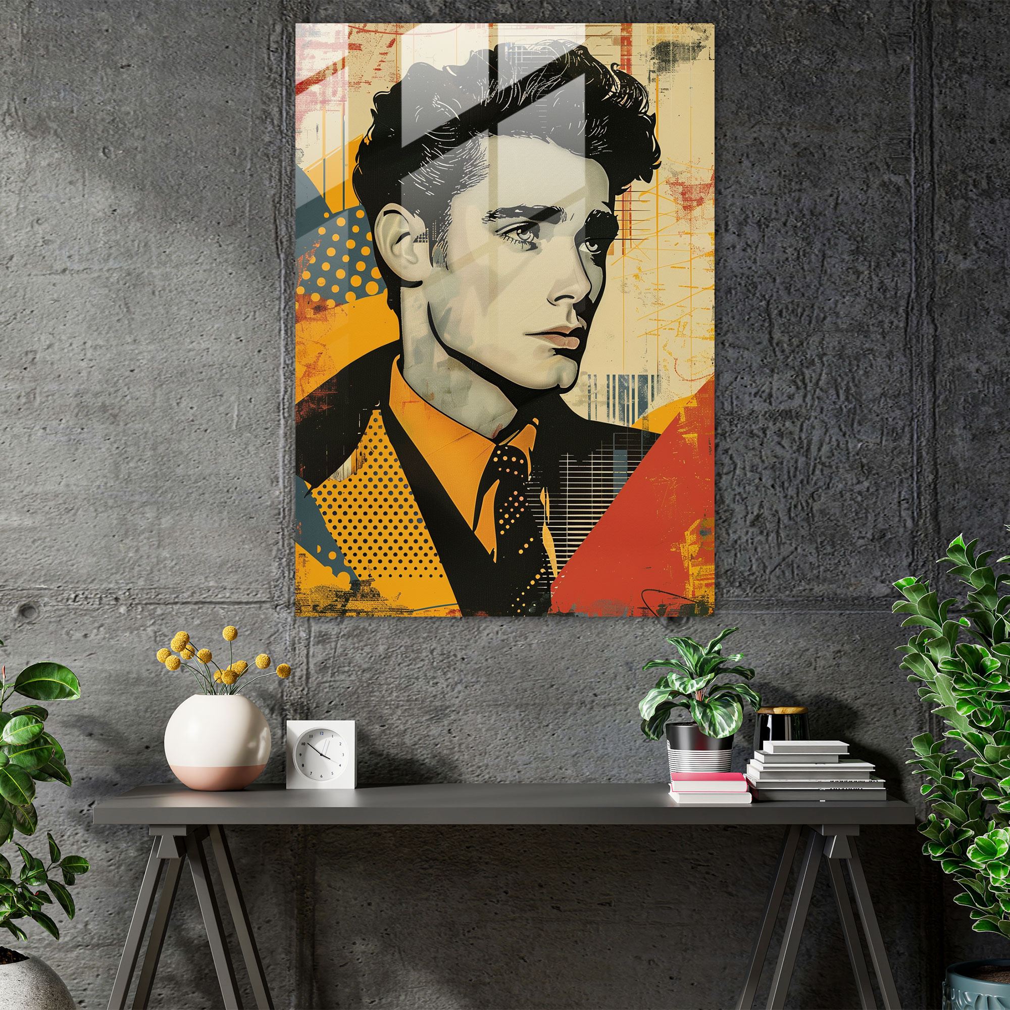 Modern Beyefendi Cam Tablosu - Klasizm+Popart Modern Sanat Ev Dekorasyonu
