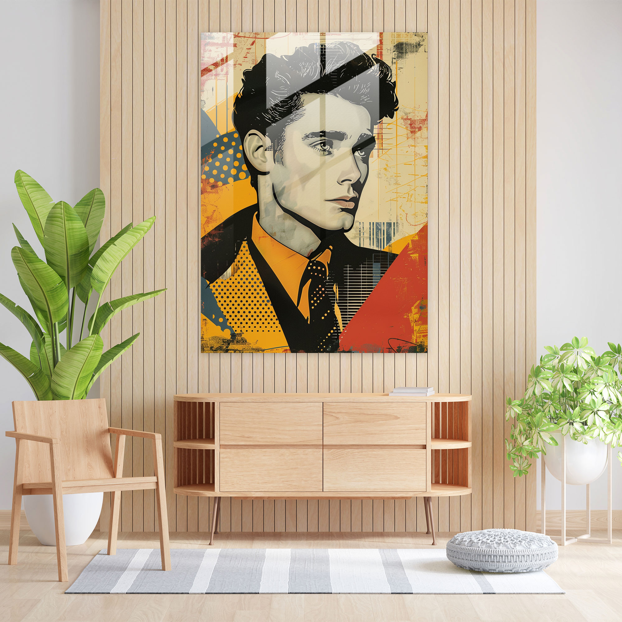 Modern Beyefendi Cam Tablosu - Klasizm+Popart Modern Sanat Ev Dekorasyonu