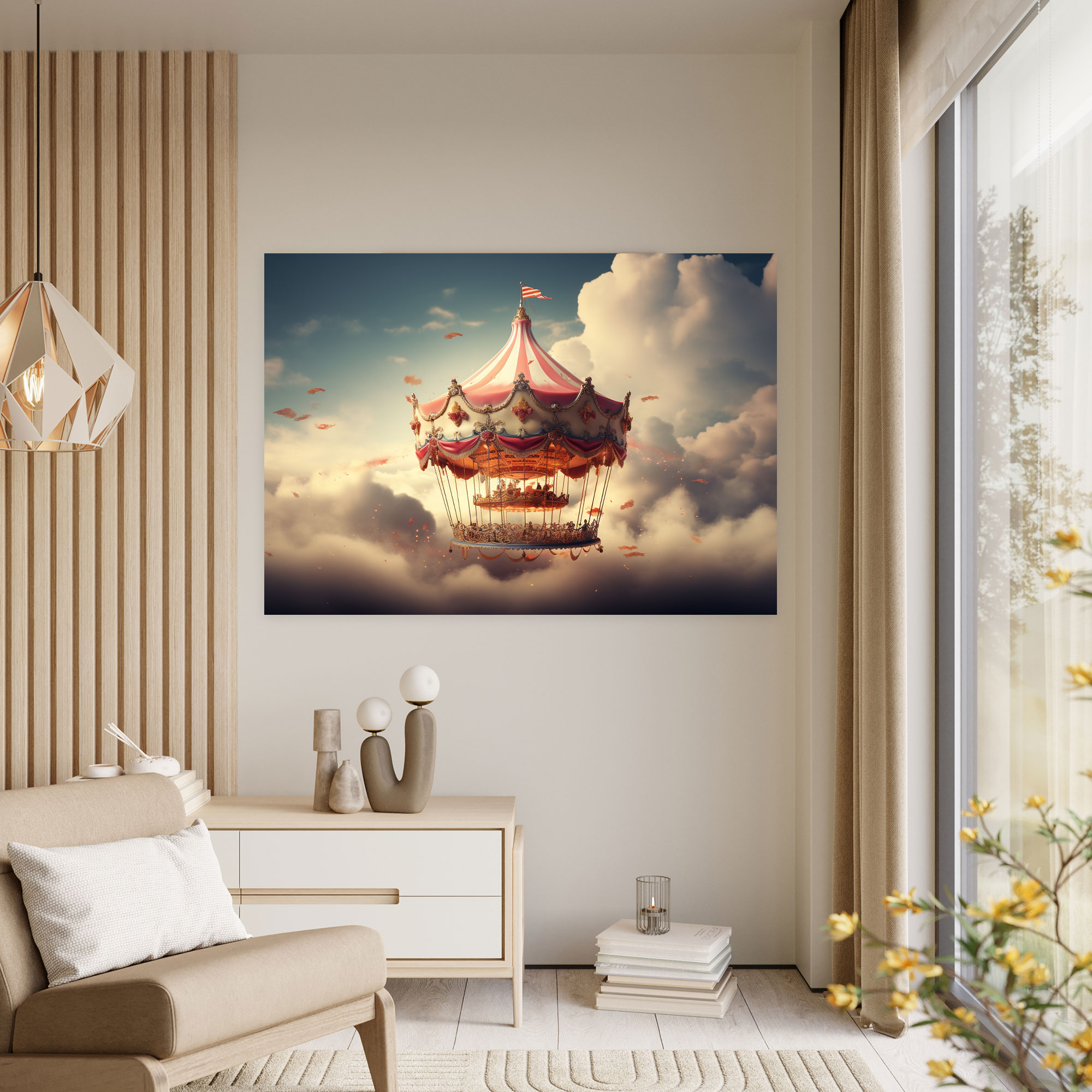 Ethereal Zirkus Karussell Wandkunst - Zirkus Wanddekoration Leinwandbild