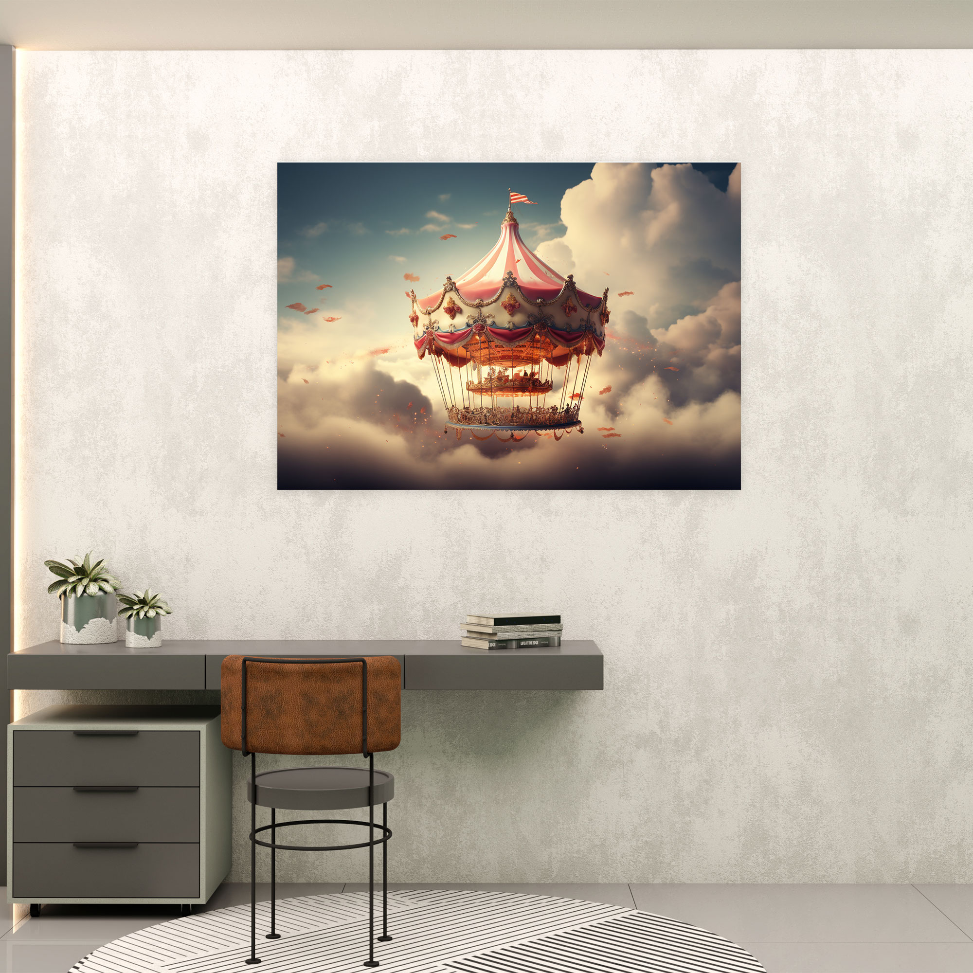 Ethereal Zirkus Karussell Wandkunst - Zirkus Wanddekoration Leinwandbild
