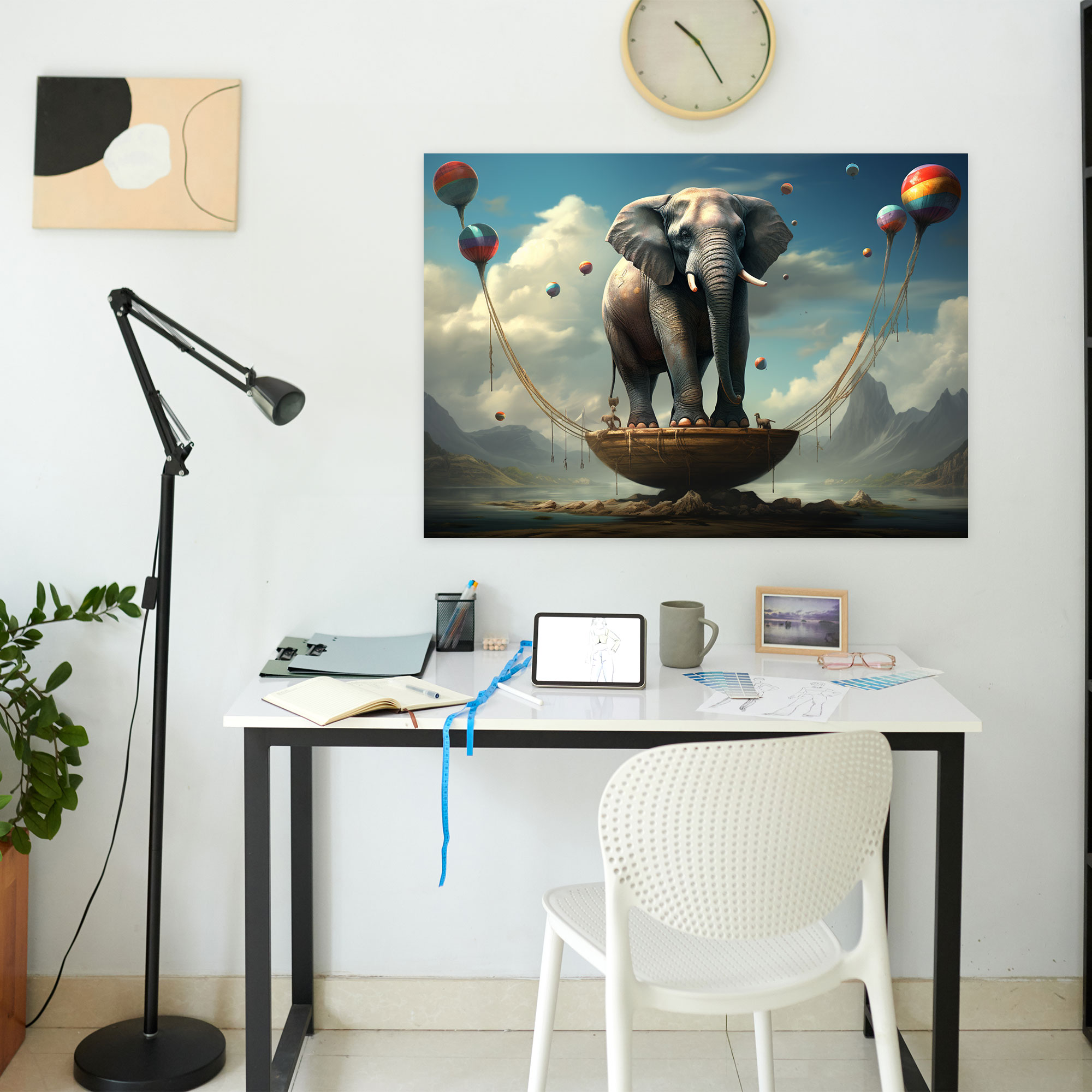 Sürrealistik Sirk Fil Canvas Tablo - Sirk Dijital Boyama Kanvas Tablo Fil