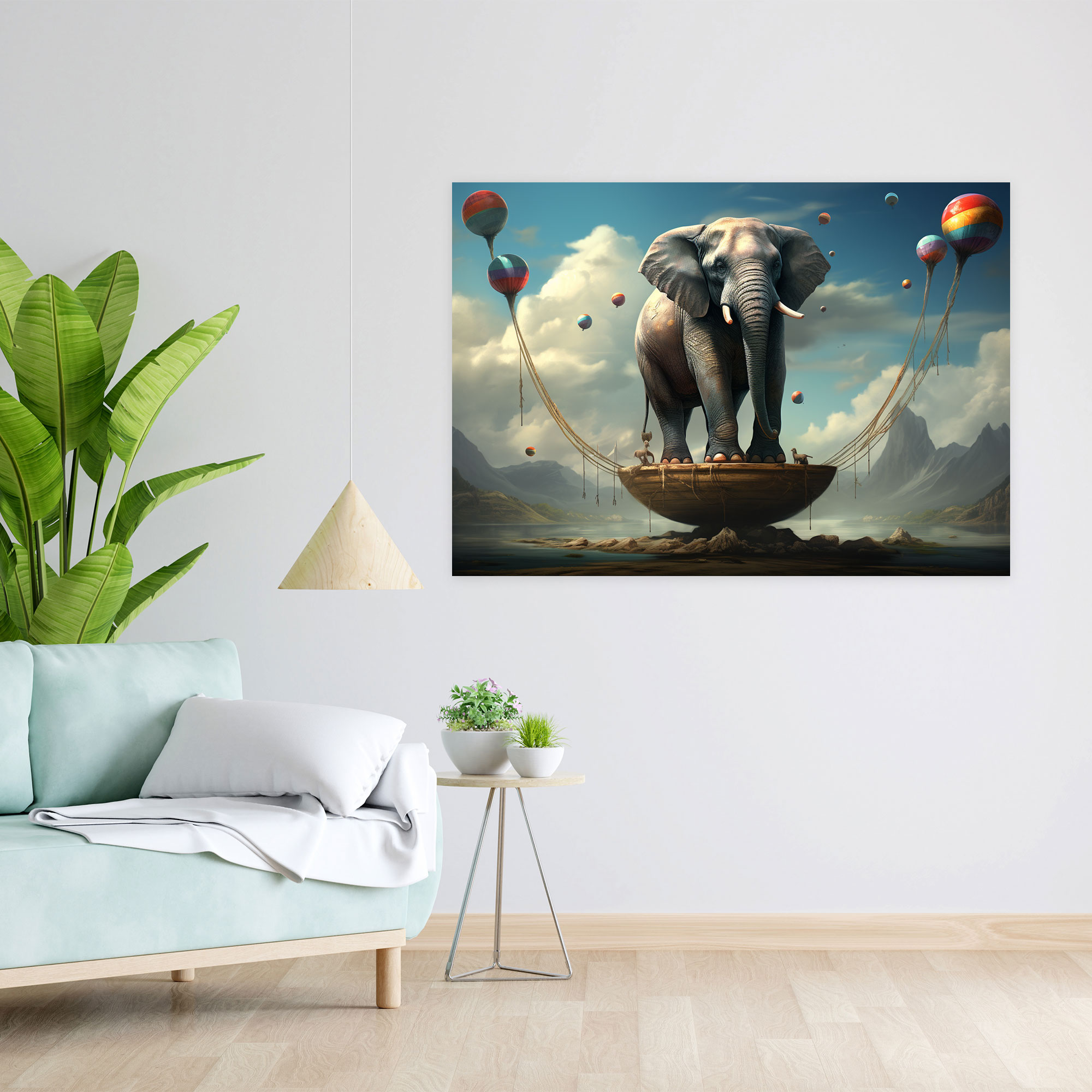 Sürrealistik Sirk Fil Canvas Tablo - Sirk Dijital Boyama Kanvas Tablo Fil