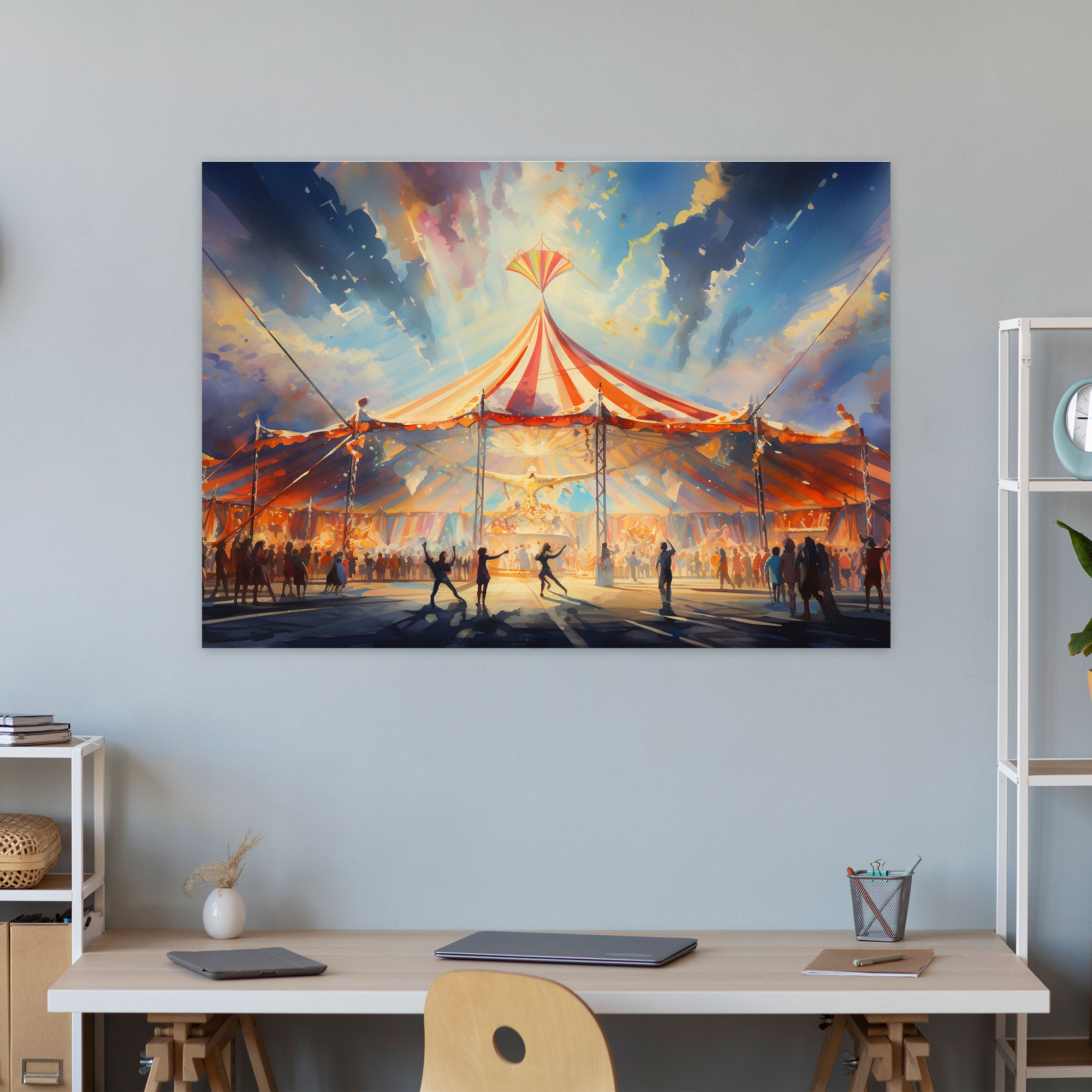 Circus Canvas Print - Colorful Acrobats - Circus, Vibrant, Canvas Print, Home Decoration