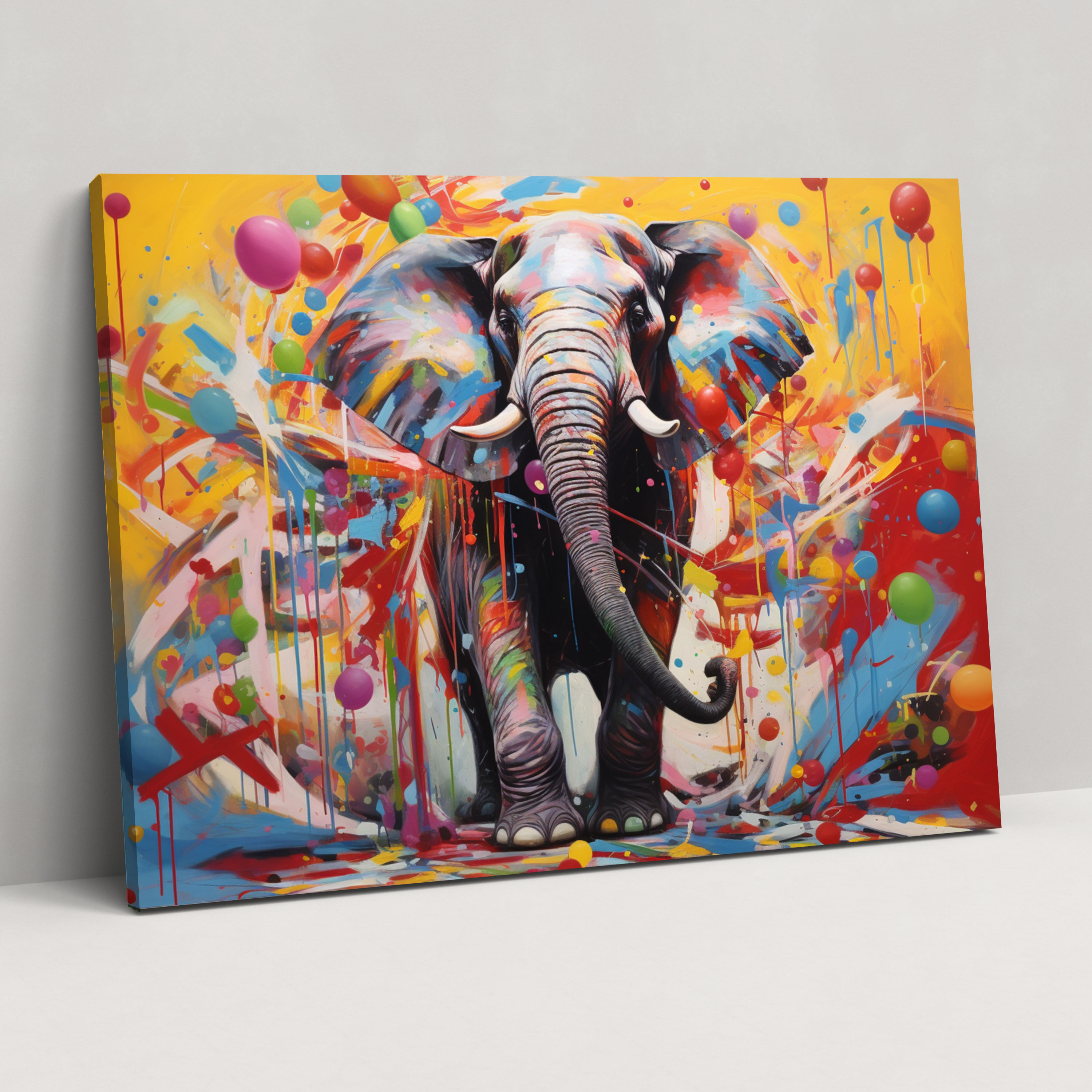 Zirkus Leinwandbild - Balancierender Elefant - Zirkus Spannung Wandkunst