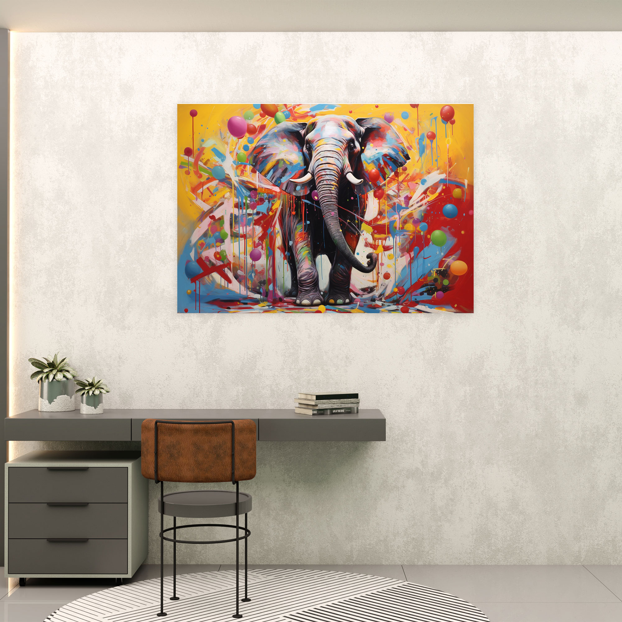 Zirkus Leinwandbild - Balancierender Elefant - Zirkus Spannung Wandkunst