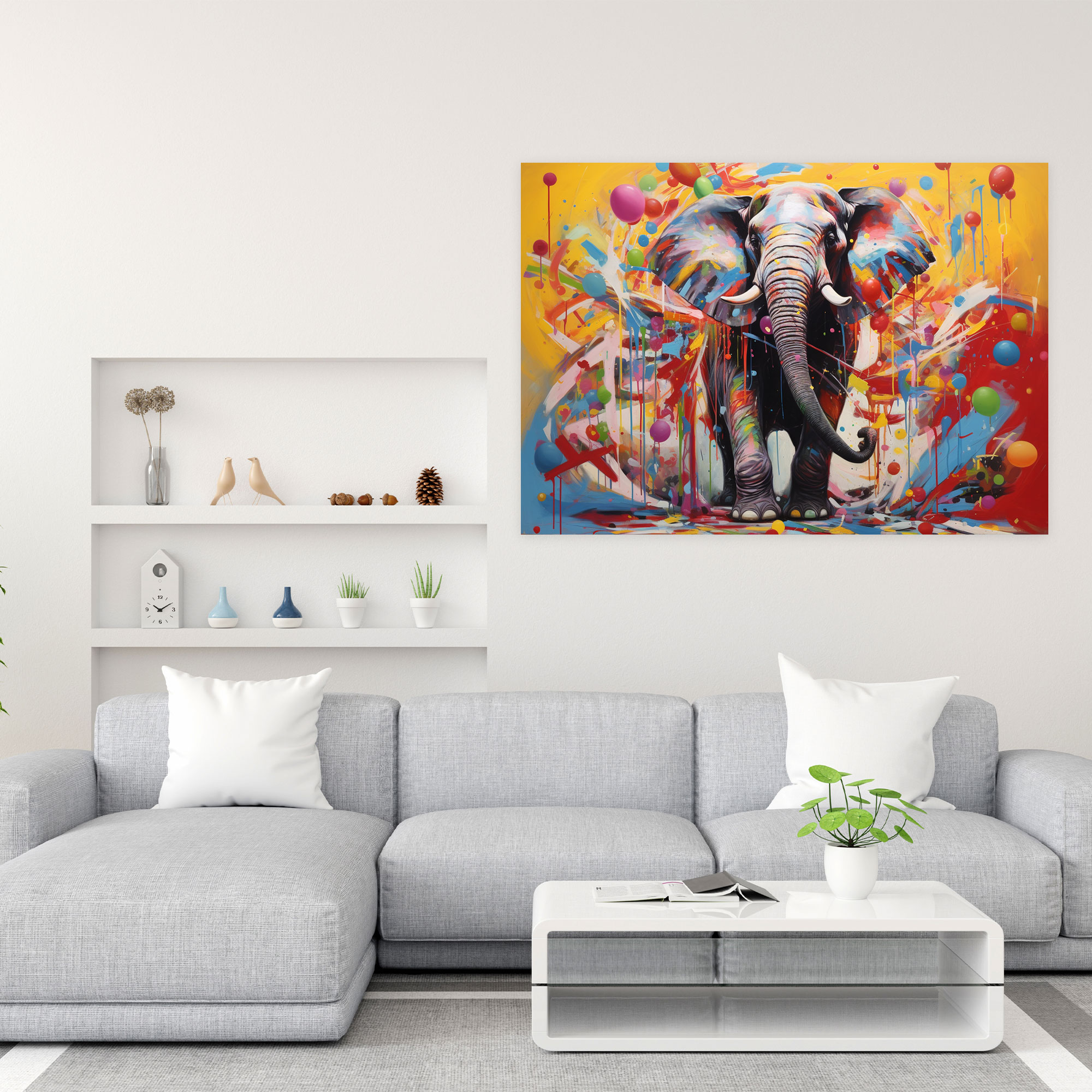 Zirkus Leinwandbild - Balancierender Elefant - Zirkus Spannung Wandkunst