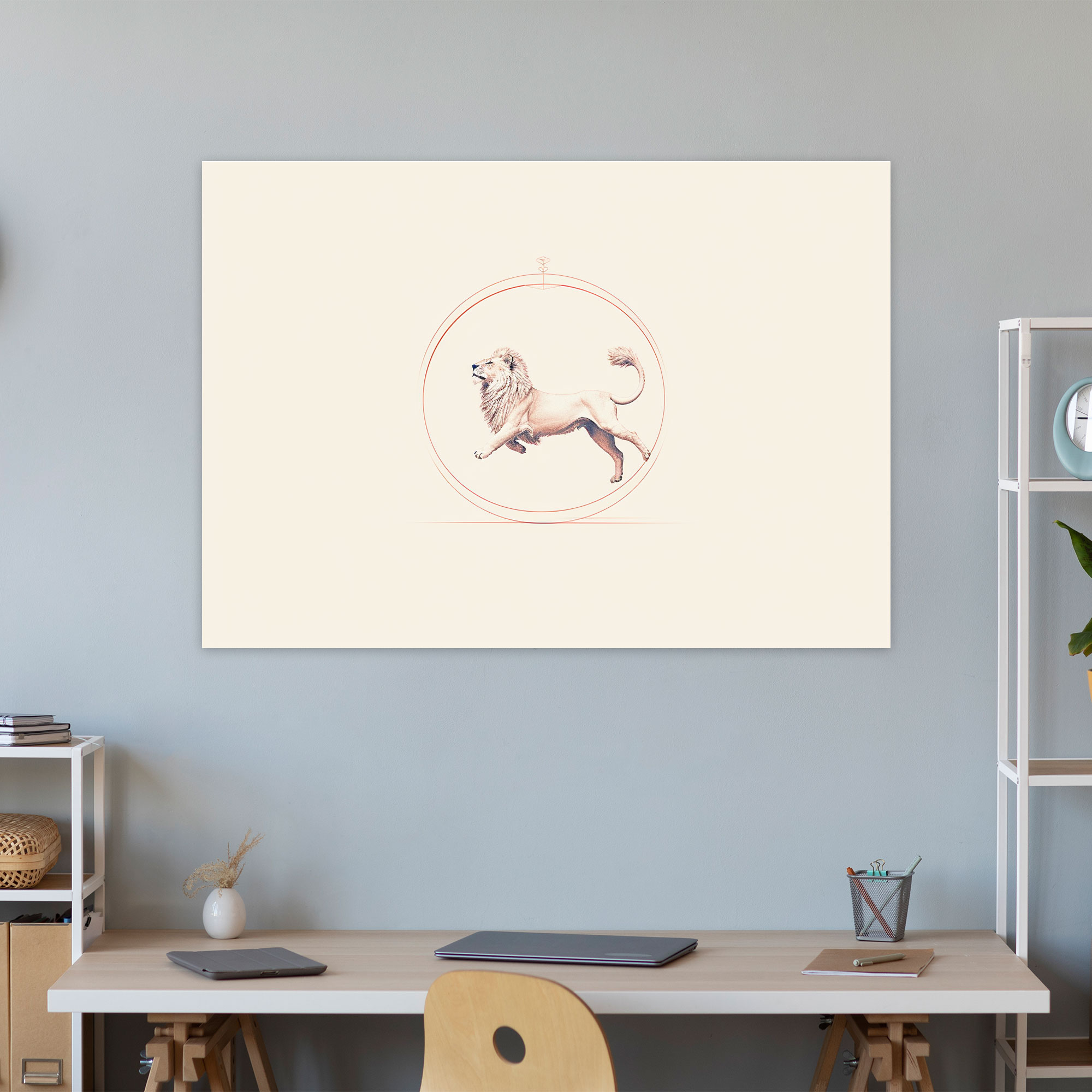 Leinwandbild Zirkus - Minimalistischer Löwe - Zirkus Wandkunst Wanddekoration