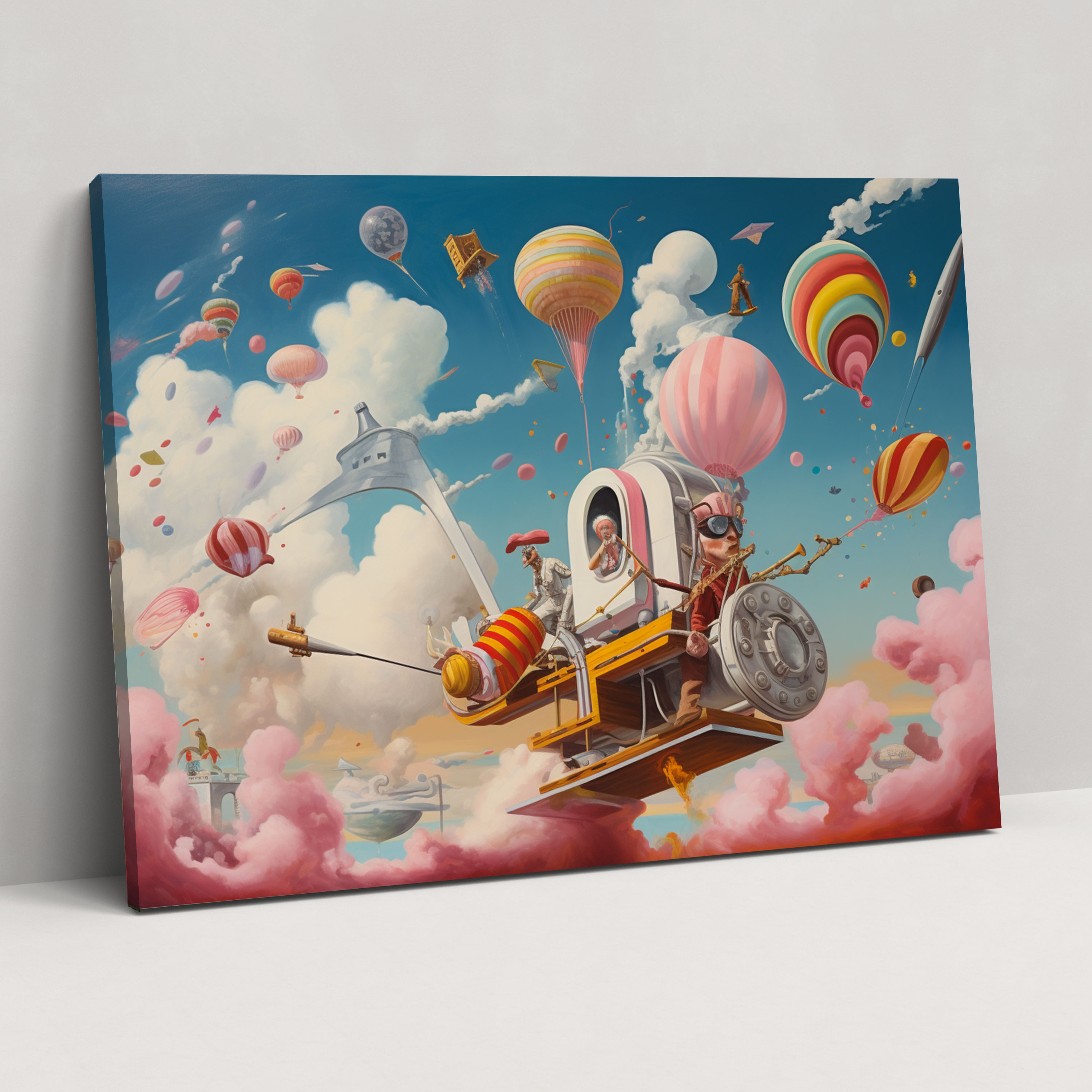 Circus Leinwandbild - Menschenkanonenballtraum - Zirkus schwebende Objekte Wanddekoration Wandkunst