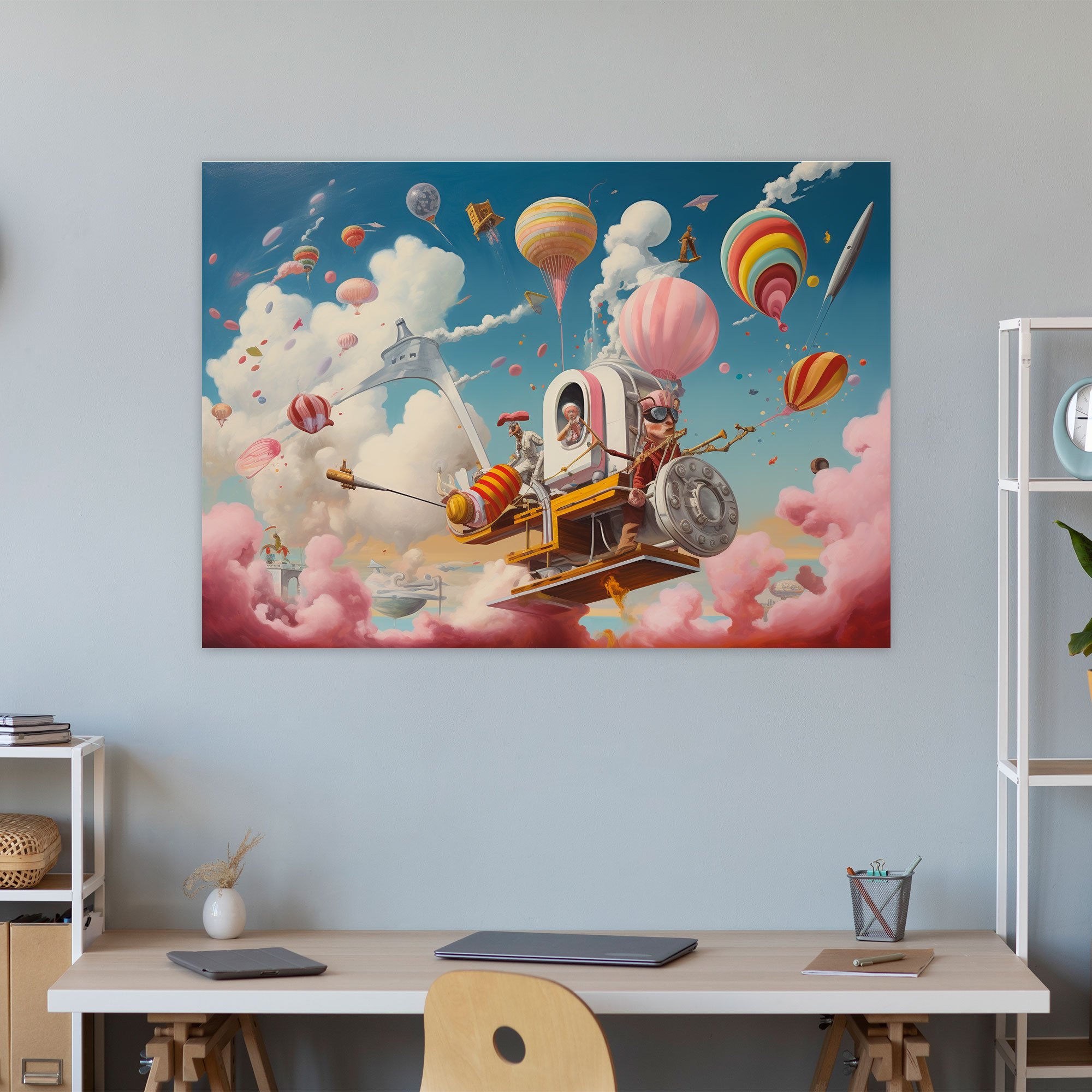Circus Leinwandbild - Menschenkanonenballtraum - Zirkus schwebende Objekte Wanddekoration Wandkunst