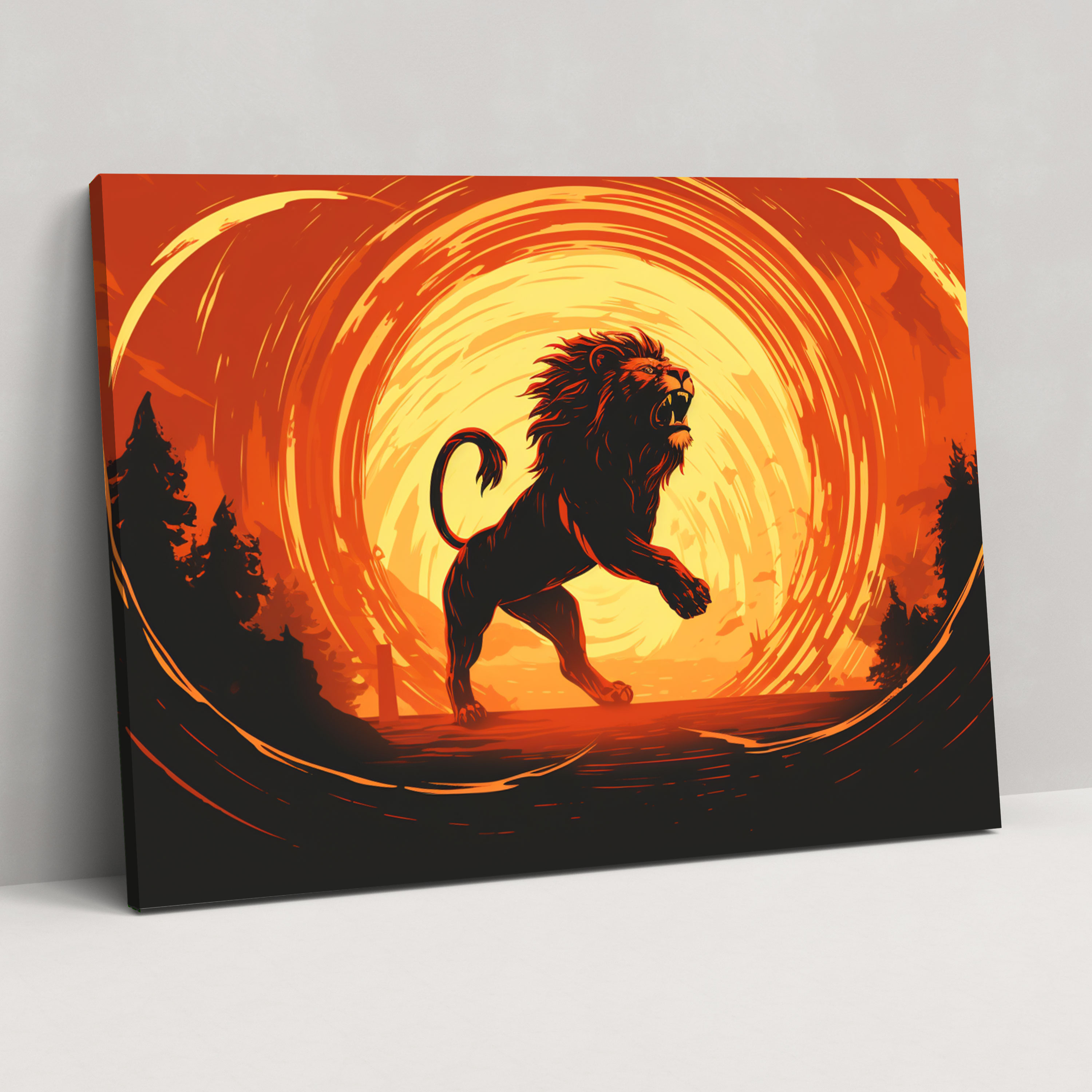 Zirkus Löwen Wandkunst - Zirkus Löwe Retro Leinwandbild