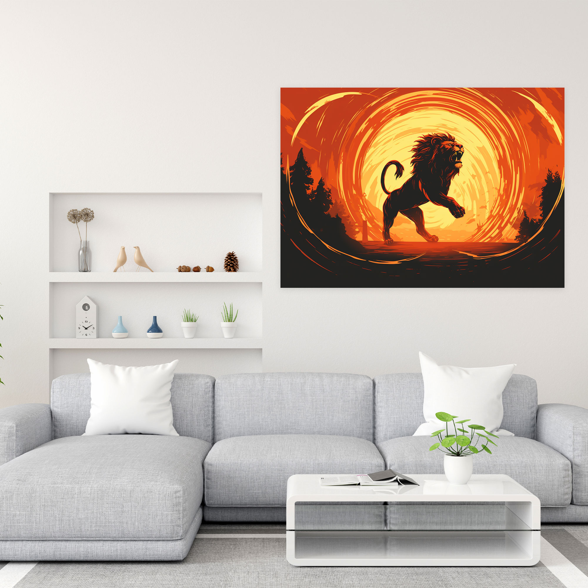 Zirkus Löwen Wandkunst - Zirkus Löwe Retro Leinwandbild