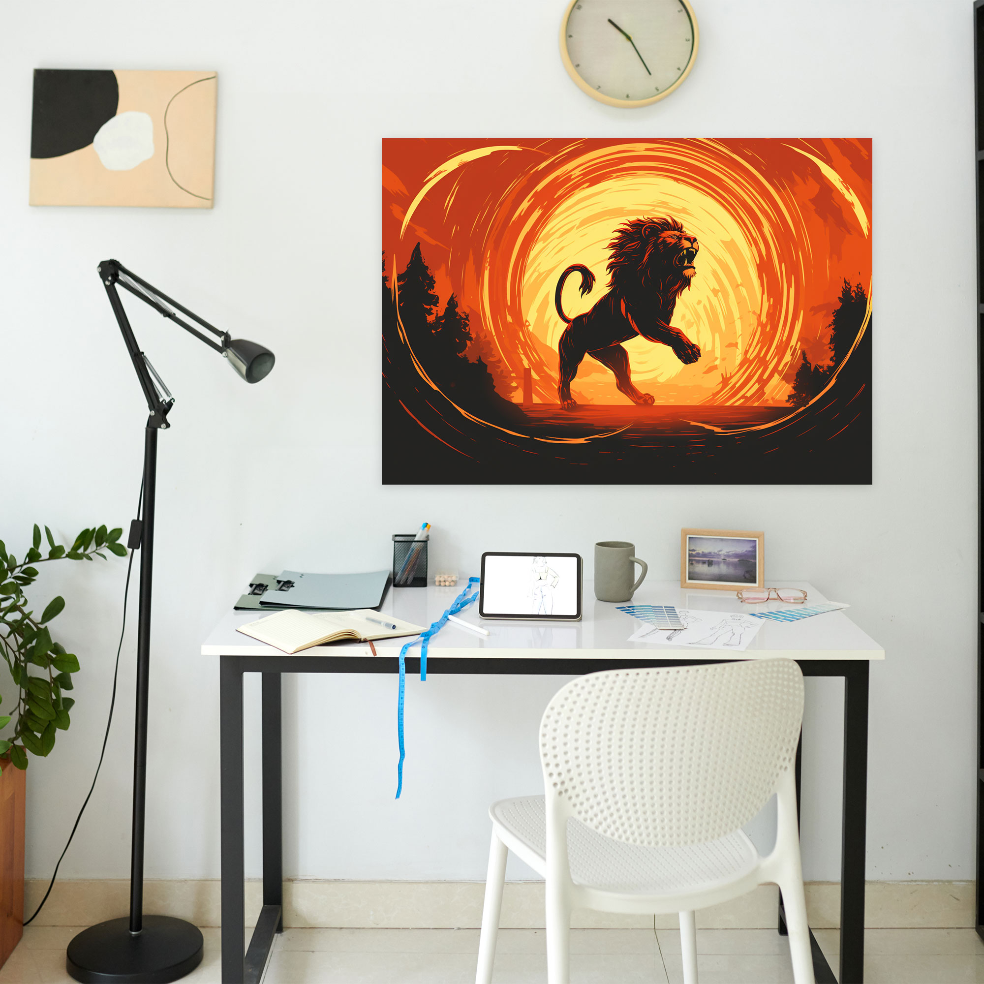 Zirkus Löwen Wandkunst - Zirkus Löwe Retro Leinwandbild