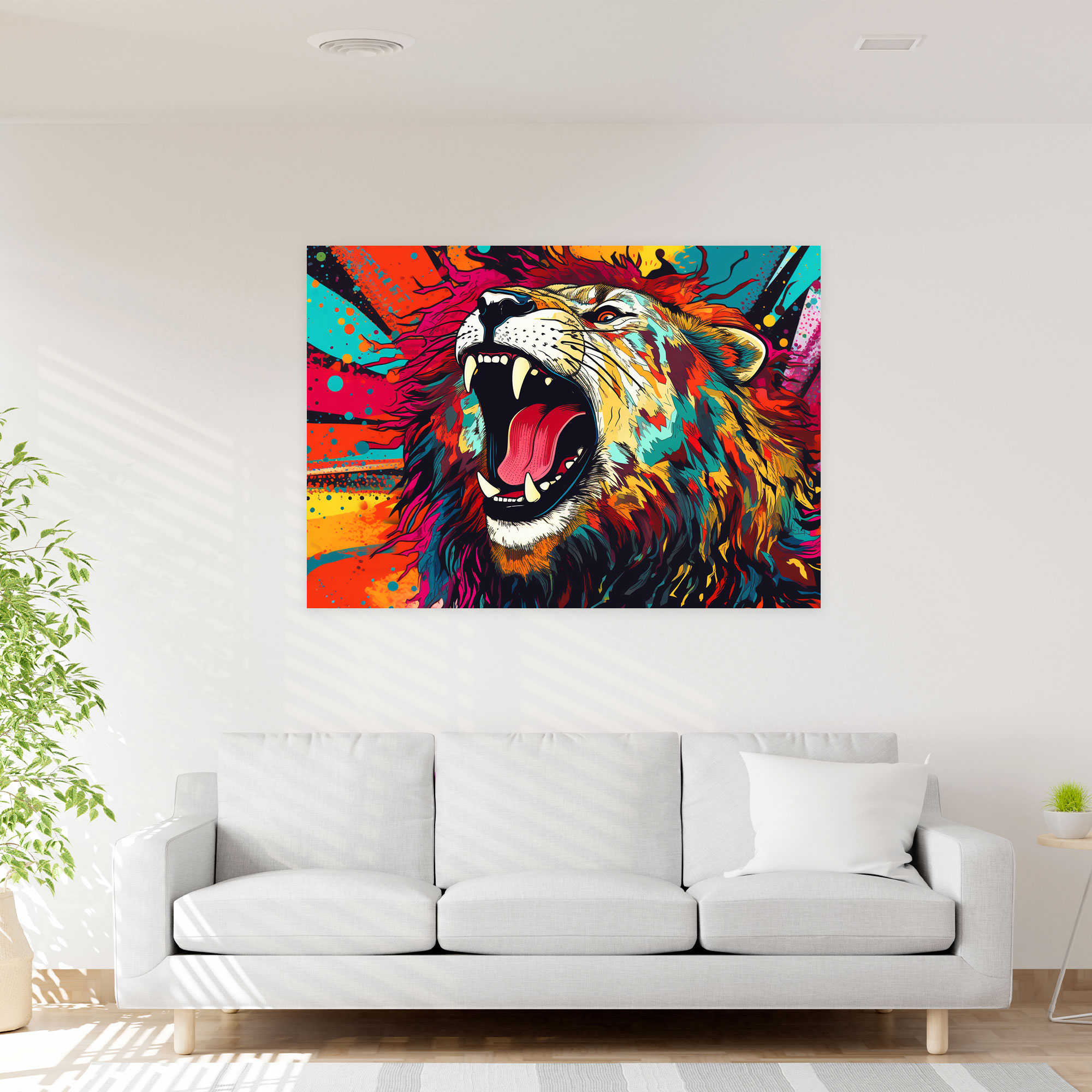 Pop Art Lion Wall Art - Circus, Eye-Catching, Comic Book Style, Canvas