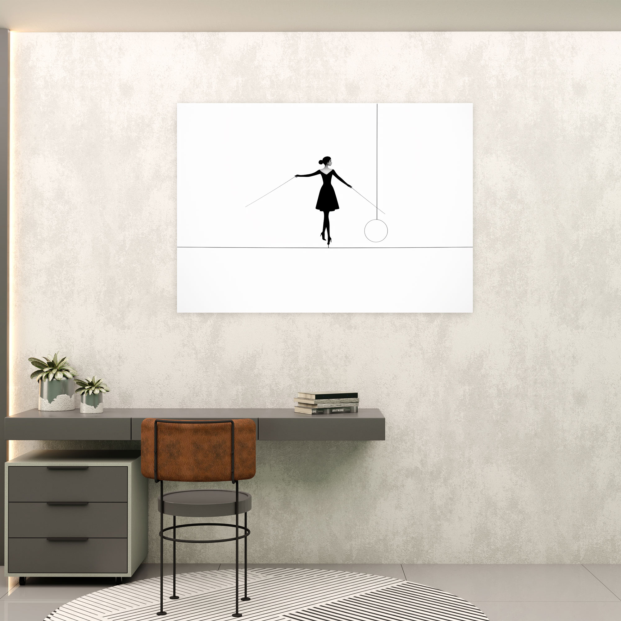 Elegant Tightrope Canvas Print - Circus, Centered, Simplicity, Balance