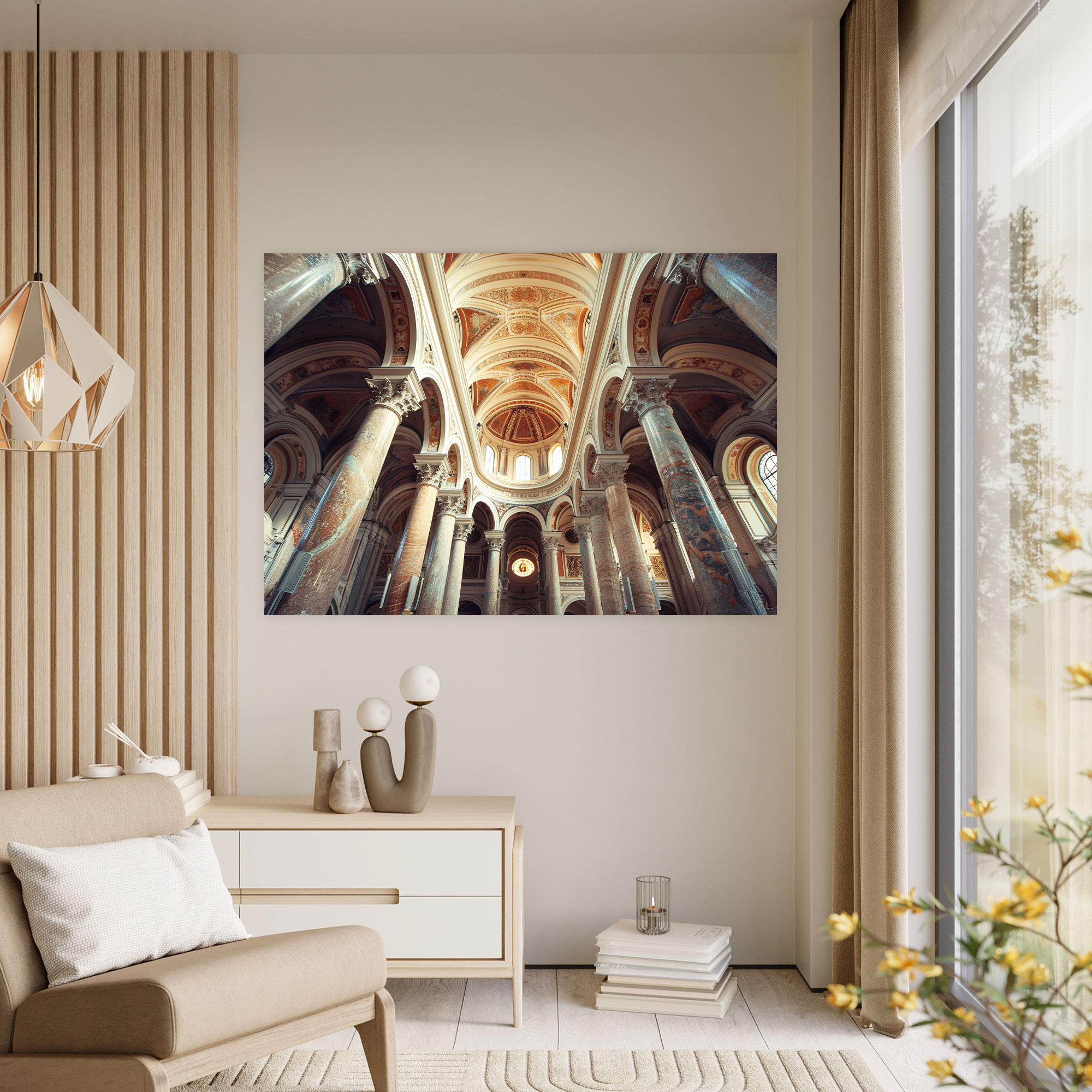 Romanesque Cathedral Interior Canvas Print - Classicism, Romanesque Architecture, Wall Art, Classicism