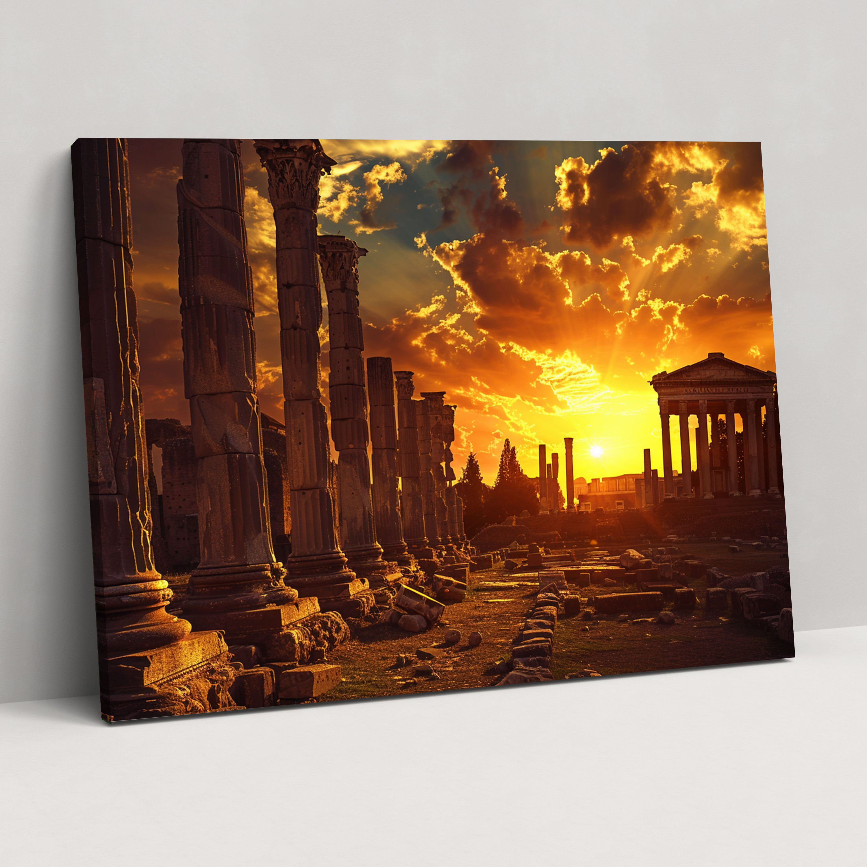 Classicism Wall Art - Roman Ruins Sunset - Classicism, Classicism, Wall Decoration, Canvas
