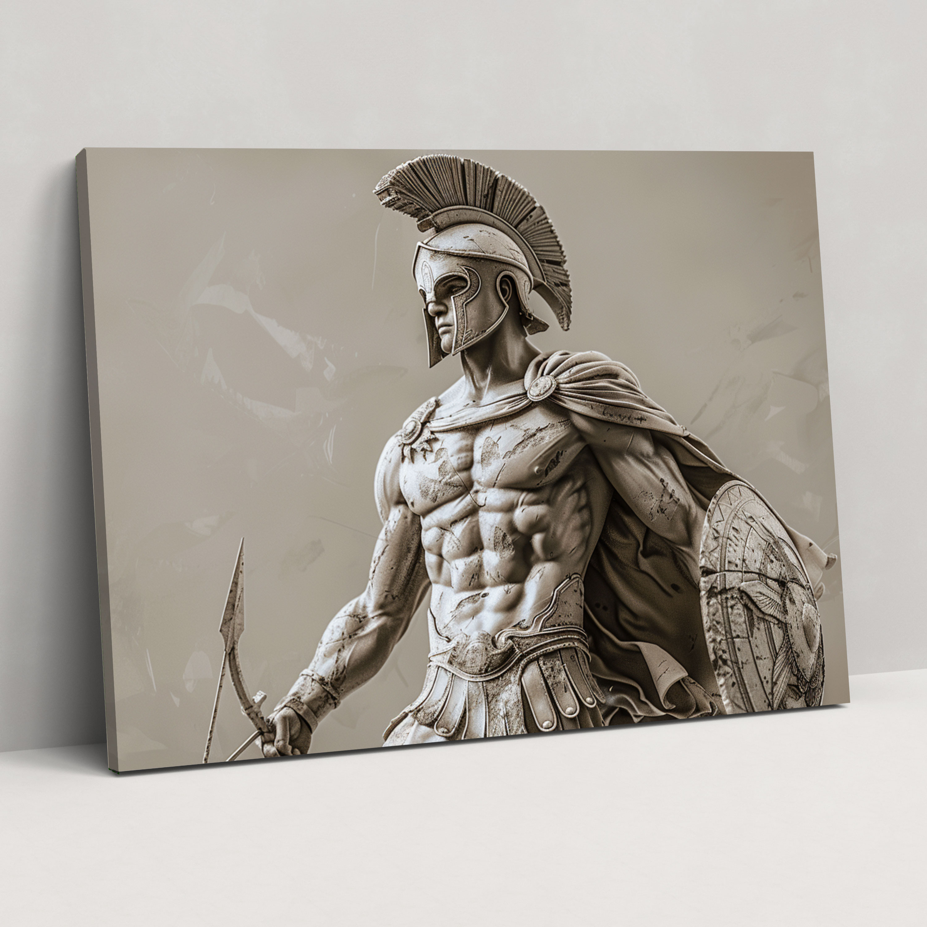 Greek Warrior Sculpture Classicism Canvas Print - Classicism, Greek Warrior, Canvas Print, Canvas Wall Art