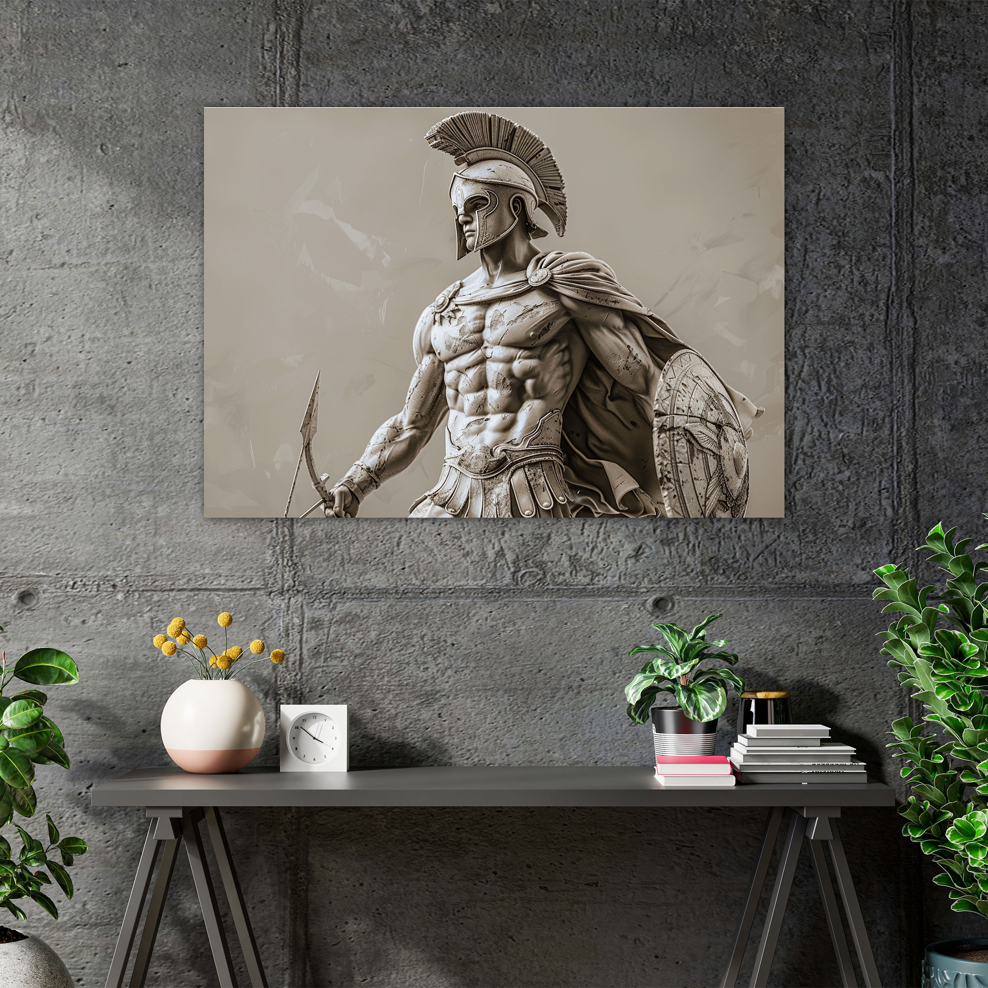 Greek Warrior Sculpture Classicism Canvas Print - Classicism, Greek Warrior, Canvas Print, Canvas Wall Art