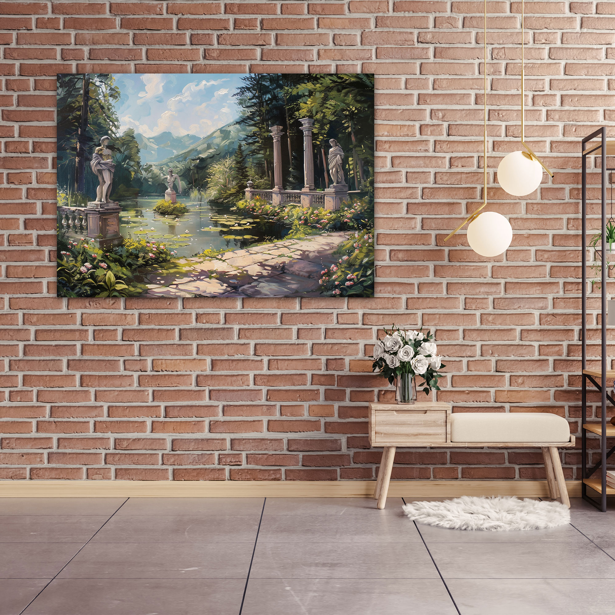 Tranquil Garden Classicism Wall Decoration - Classicism, Canvas Wall Art, Painting, Canvas